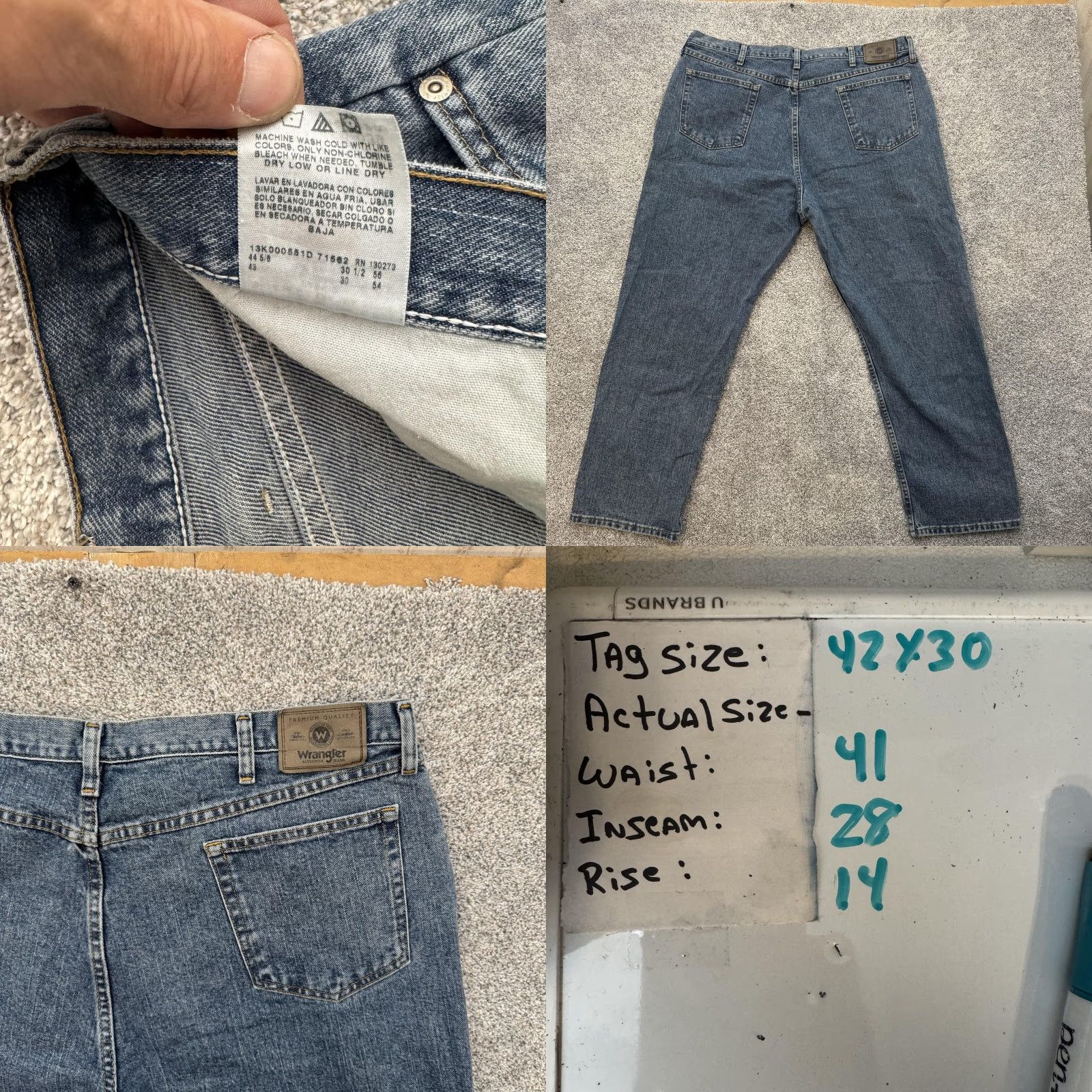 Wrangler Wrangler Jeans Mens 41x28 Blue Relaxed Fit 97601VR Denim Straight Leg Authentic Jeans Mens Blue 41x28 Relaxed Straight 97601VR Size US 42 / EU 58 - 8 Thumbnail