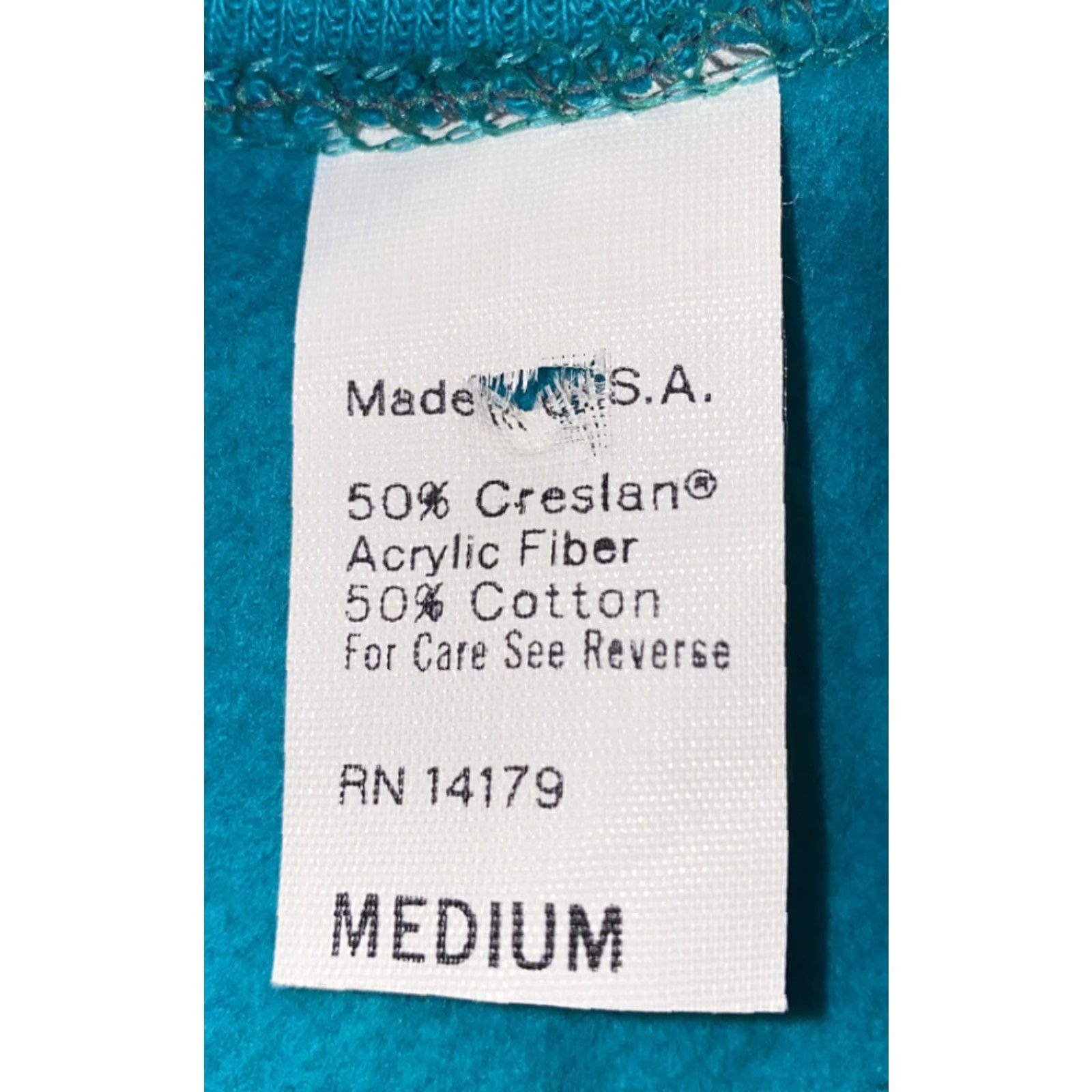 Altea VINTAGE Unbranded Teal Fleece Lined HANDPAINTED Crewneck Sweater Adult Medium USA Men Size US M / EU 48-50 / 2 - 5 Thumbnail