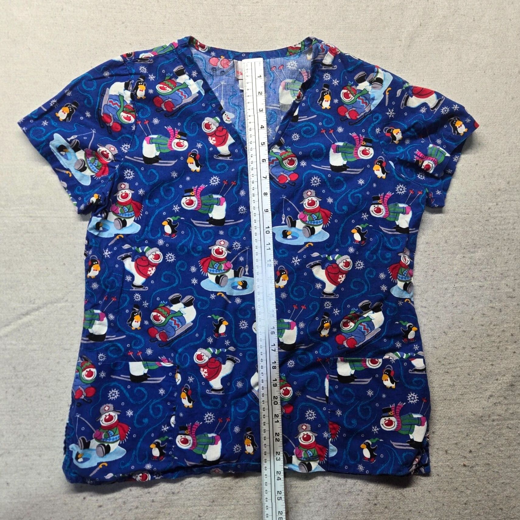 Vintage VINTAGE White Cross Shirt Women Large Blue Snowman Holiday Scrub Top Shirt Adult Womens Large Snowman Patterned 90s Christmas Size L / US 10 / IT 46 - 5 Thumbnail