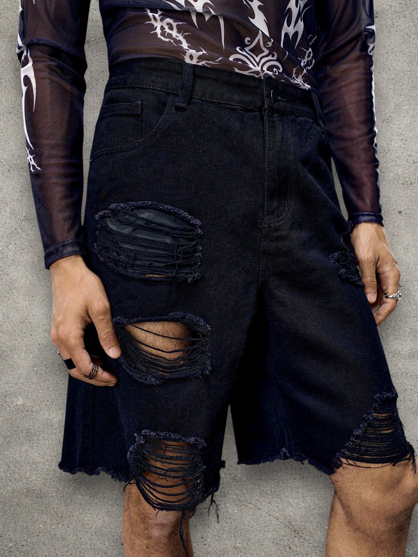 Japanese Brand Ripped goth shorts Size US 32 / EU 48 - 2 Thumbnail