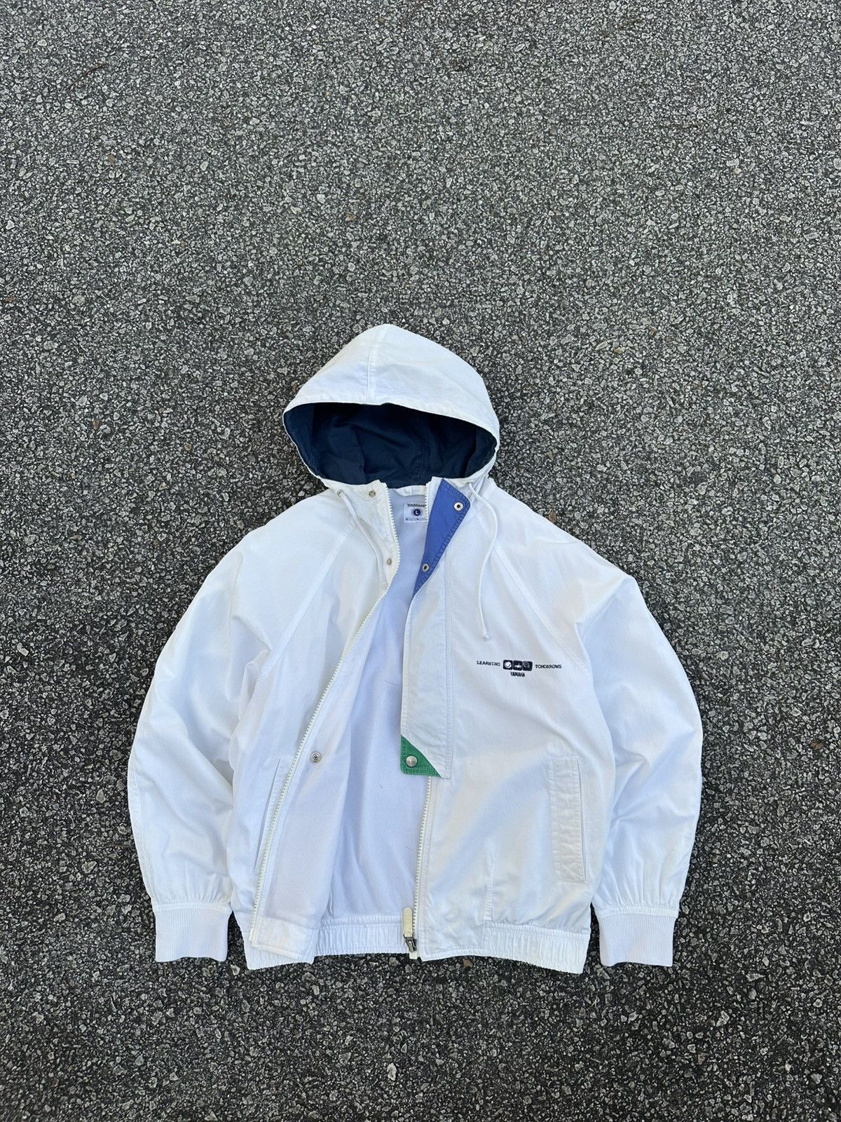 Vintage 🪖Vintage Yamaha Sport Style All White Bomber Jacket Size US M / EU 48-50 / 2 - 2 Thumbnail