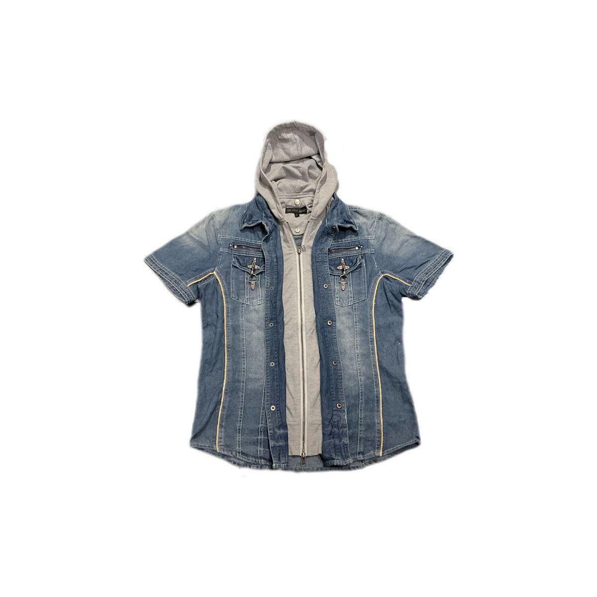 Hysteric Glamour × If Six Was Nine × Japanese Brand 🔥 Sick Y2K In The Attic Doible Layer Denim Hooded Shirt Lgb Size US L / EU 52-54 / 3 - 3 Thumbnail