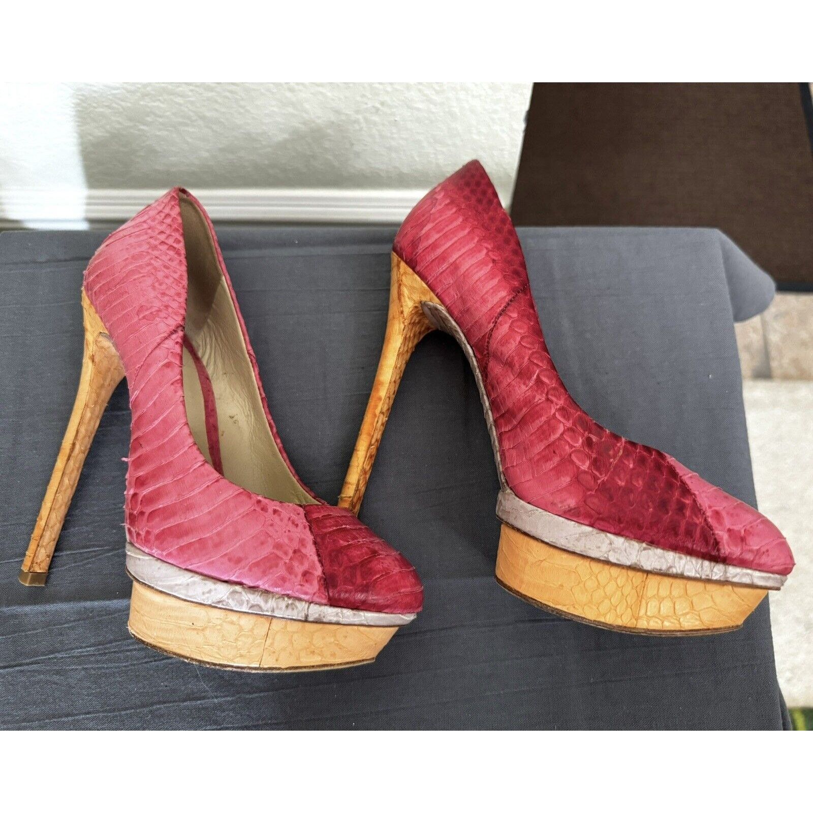 Brian Atwood Brian Atwood Pink Snakeskin Platform Pumps Heels - Size US6 Size US 6 / IT 36 - 7 Thumbnail