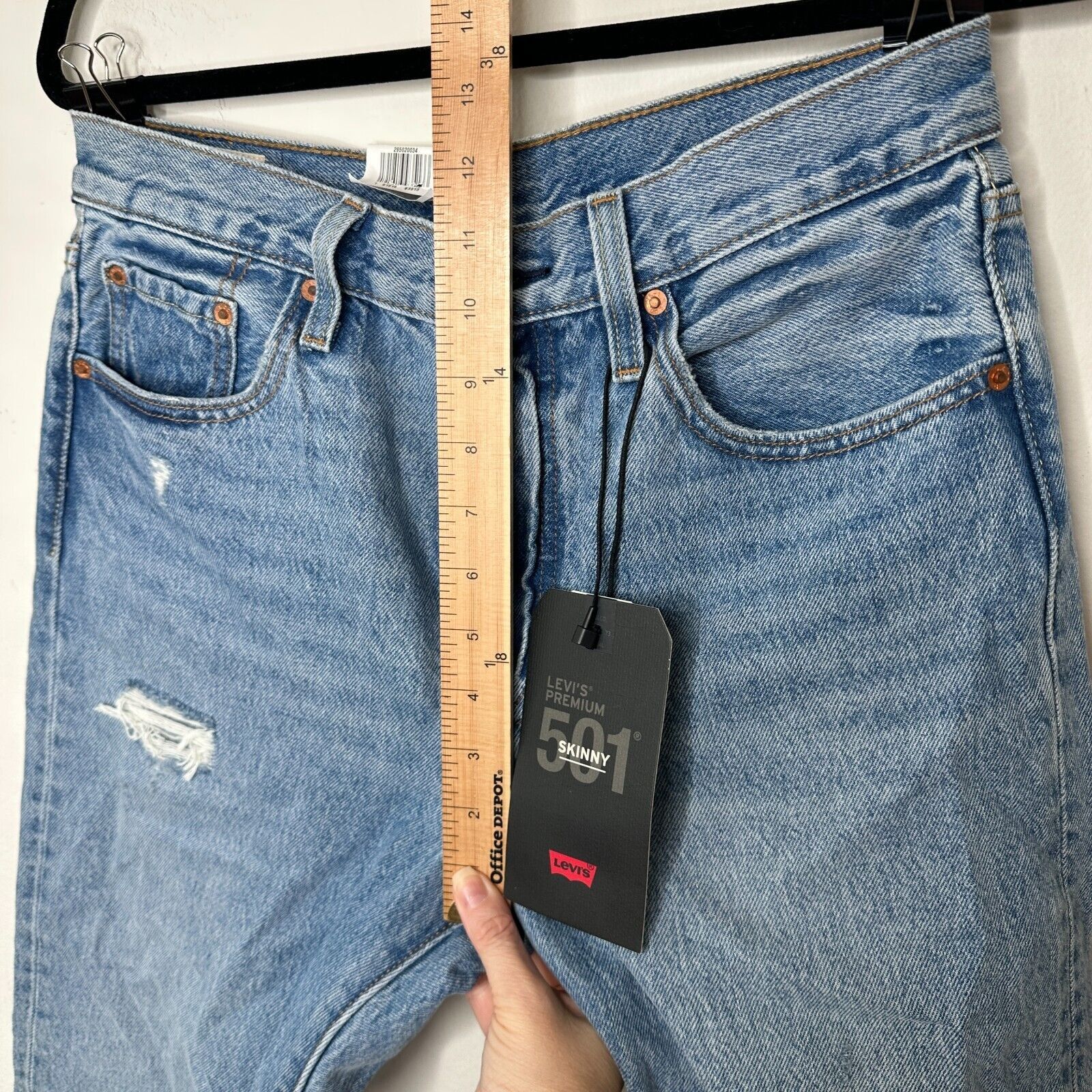 Lee NWT Lee 501 Skinny Non Stretch Distressed Button Jean 29 Size 29" - 14 Thumbnail