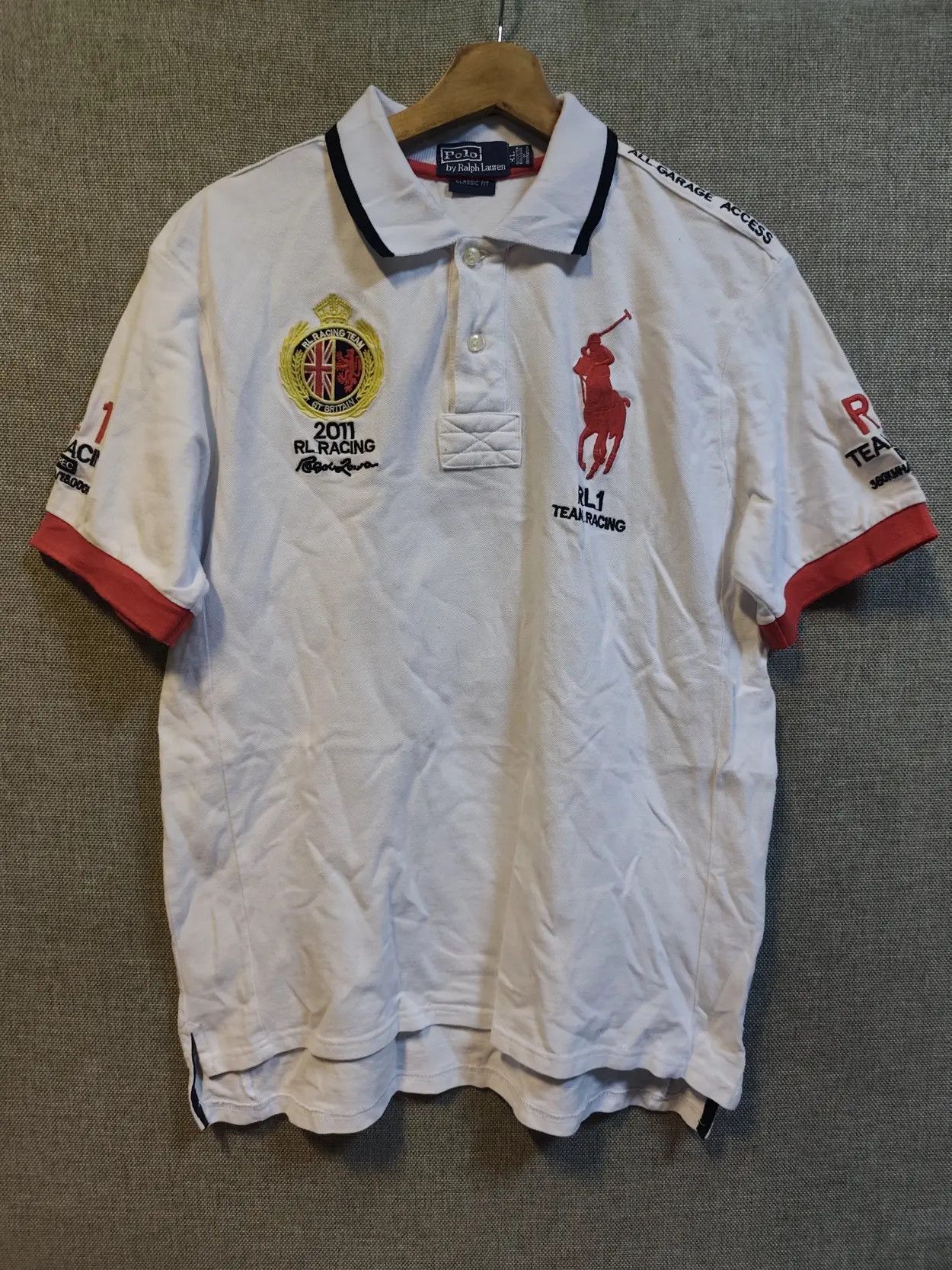 Polo Ralph Lauren Vintage Polo Ralph Lauren RL1 Racing Team GBR Polo Shirt Size US M / EU 48-50 / 2 - 2 Thumbnail