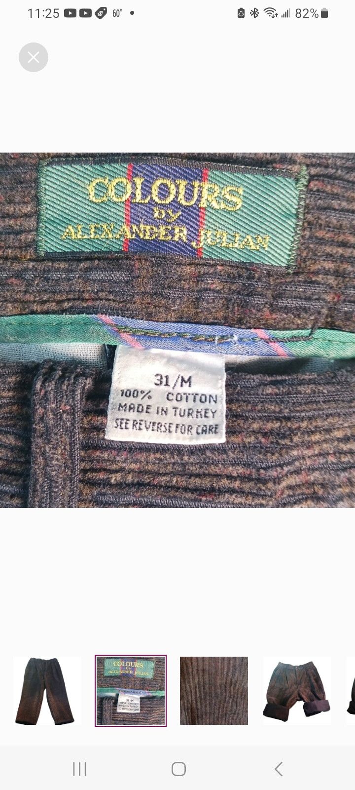 Alexander Julian Vintage 'COLOURS' by Alexander Julian Brown Corduroy Pants Size US 31 - 2 Thumbnail
