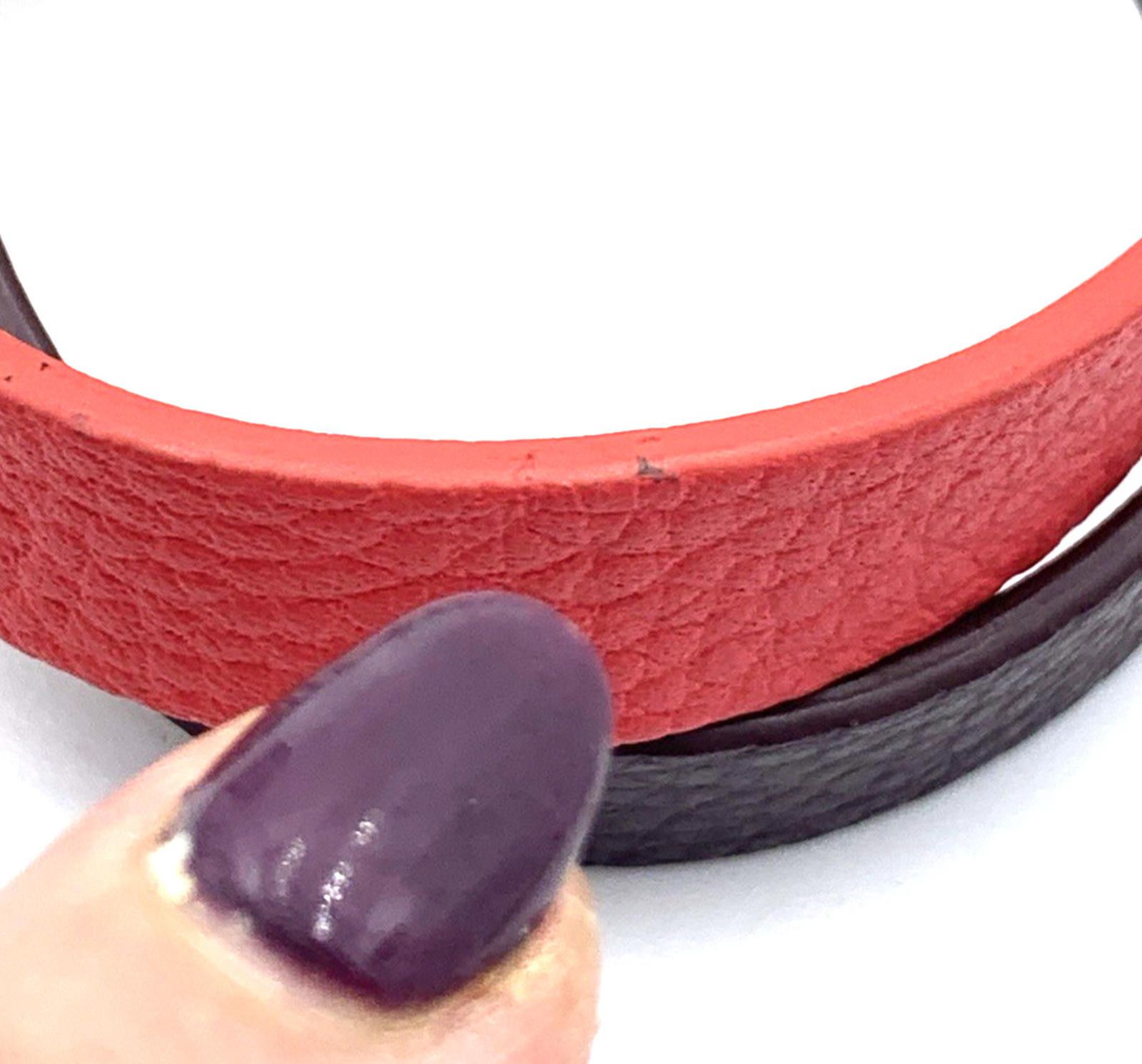 Other Henri Bendel 2-Tone Red Brown Leather Wrap Bracelet Size ONE SIZE - 6 Thumbnail
