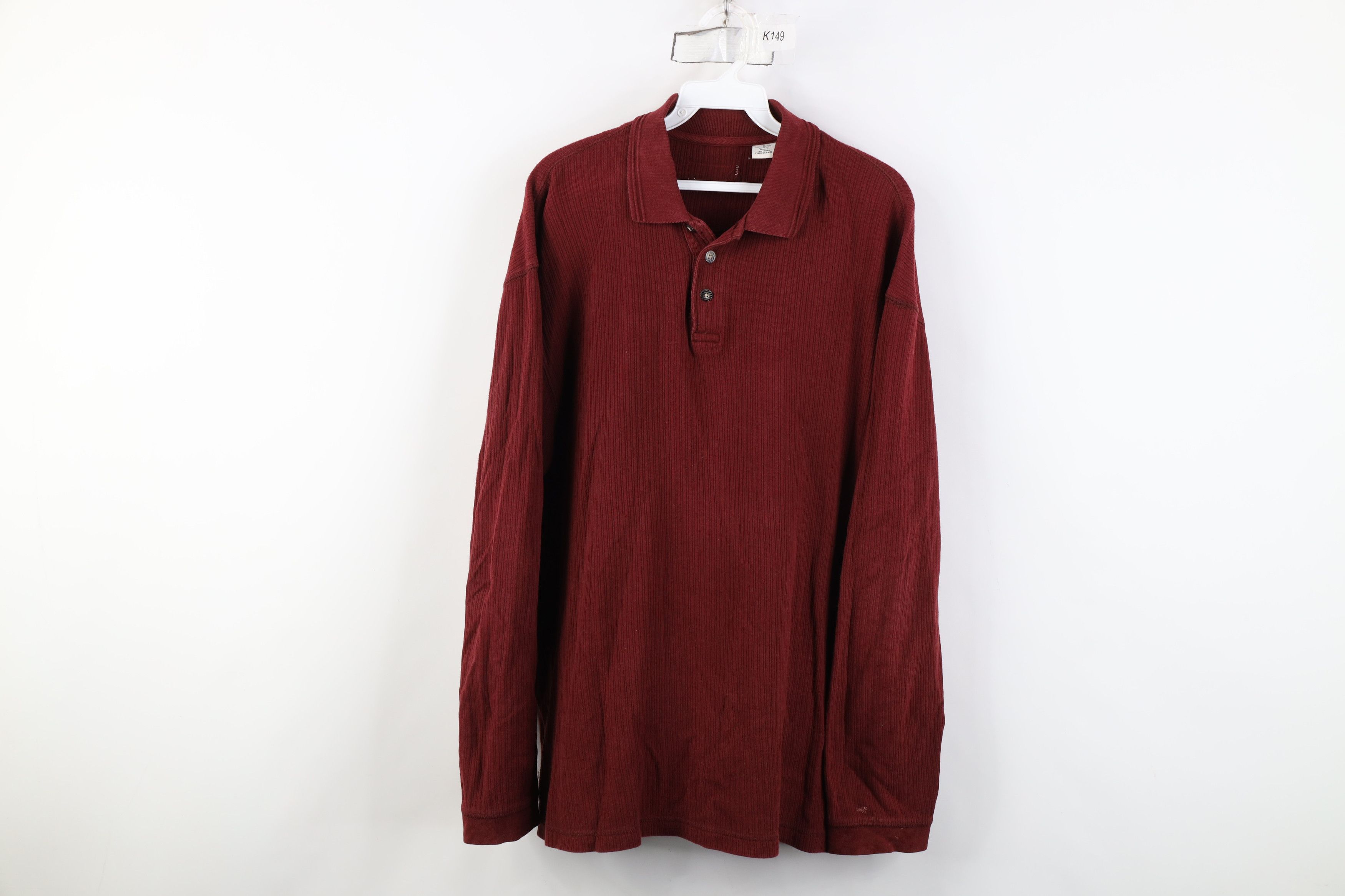 Vintage Vintage Y2K Streetwear Ribbed Knit Long Sleeve Rugby Polo Size US L / EU 52-54 / 3 - 1 Thumbnail