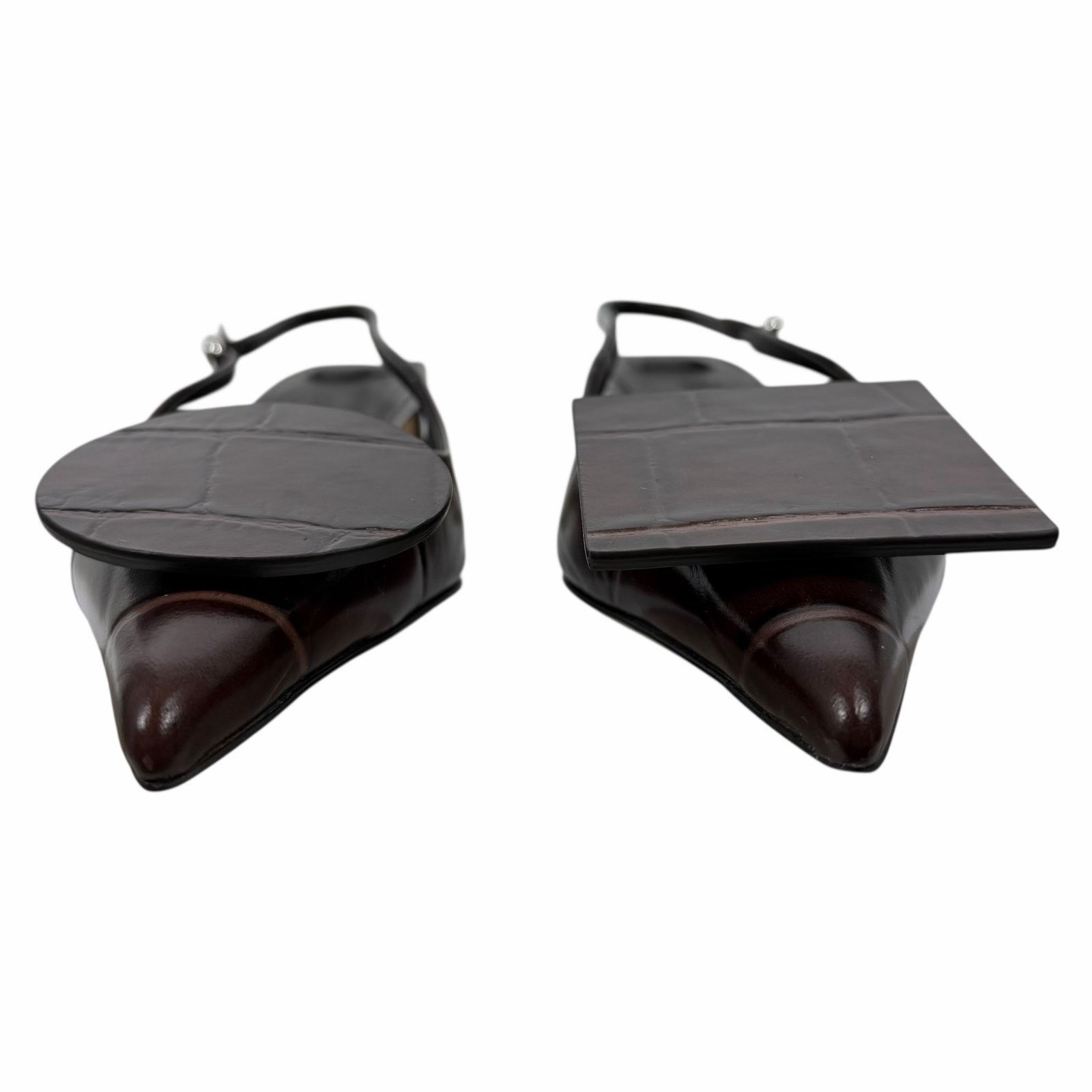 Jacquemus Jacquemus Les Duelo Slingback Pump Croc Emboss Brown 38 Size US 7.5 / IT 37.5 - 7 Thumbnail