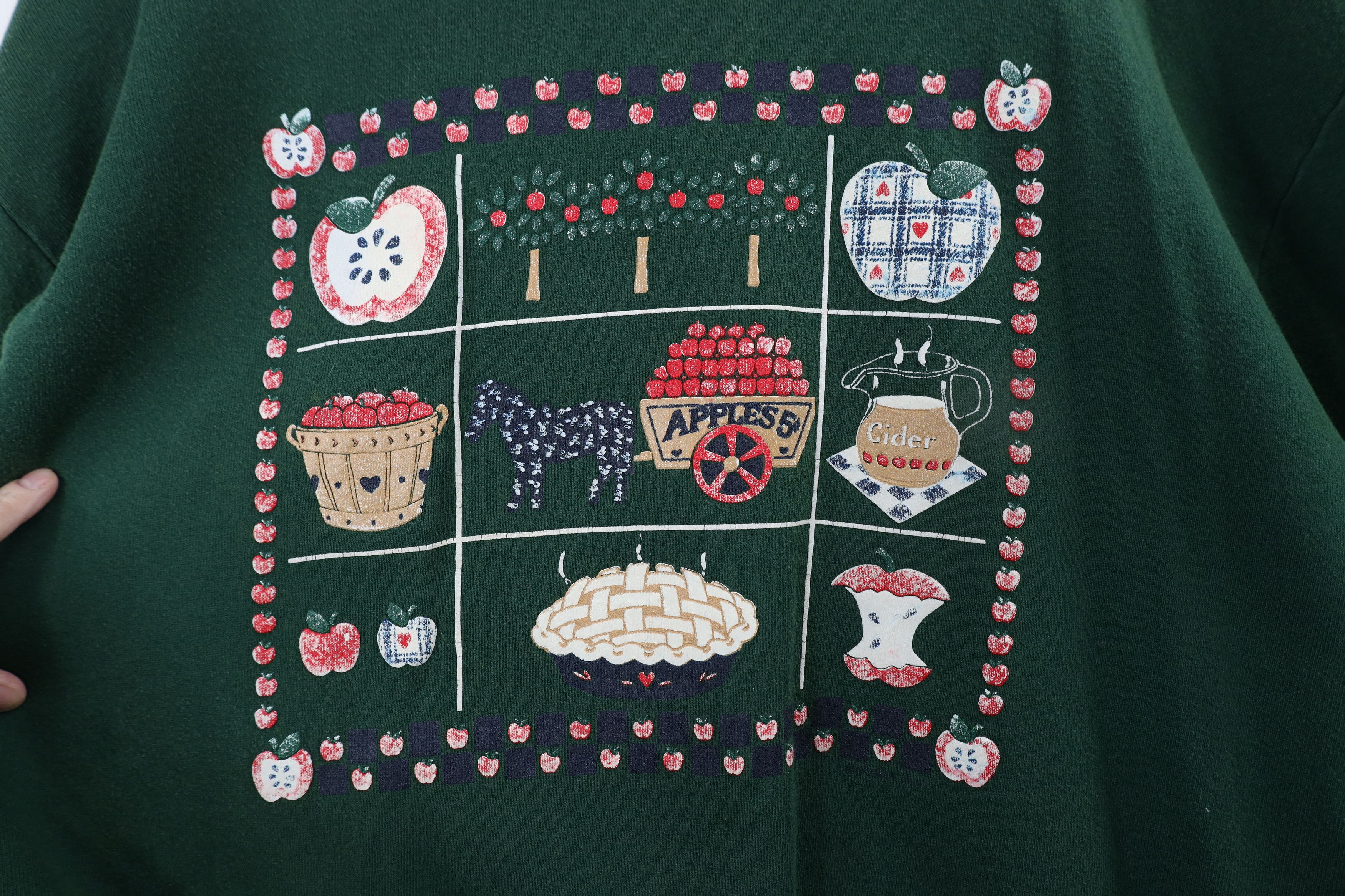 Vintage Vintage 90s Country Farmhouse Apple Collared Sweatshirt USA Size XL / US 12-14 / IT 48-50 - 8 Thumbnail