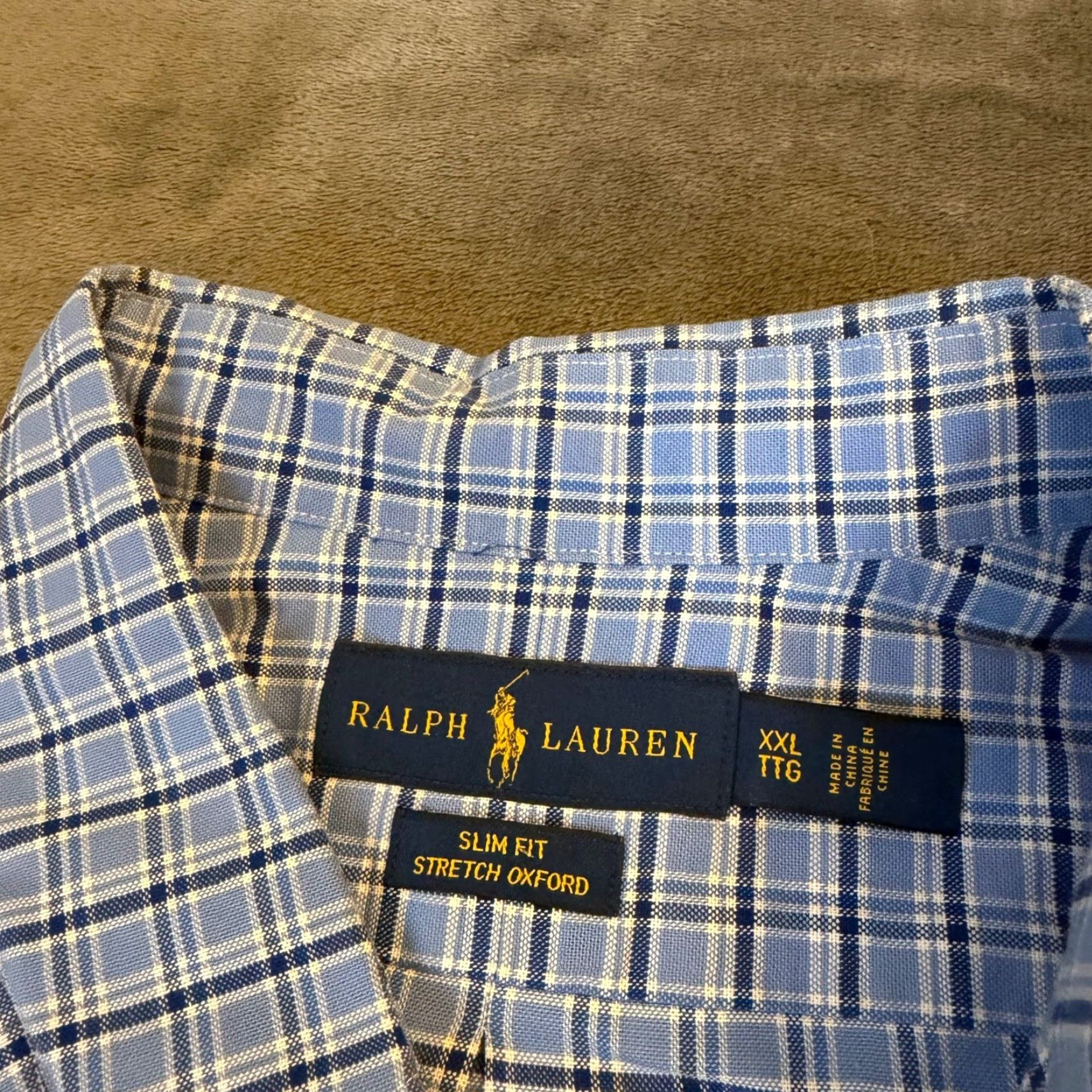 Polo Ralph Lauren Ralph Lauren Button-Down Shirt Mens 2XL Slim Fit Blue White Plaid Oxford Button-Up Collared Classic Casual Business Nautical Preppy Size US XXL / EU 58 / 5 - 2 Thumbnail