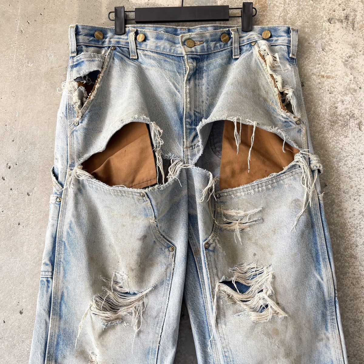 Carhartt Vintage THRASHED Carhartt Double Knee Denim Carpenter Pants Size US 34 / EU 50 - 1 Thumbnail