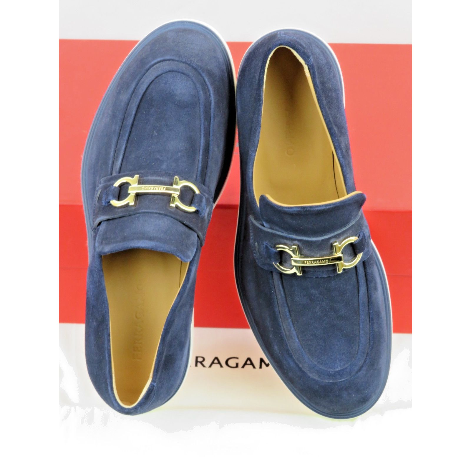 Salvatore Ferragamo FERRAGAMO FIORELLO BLUE SUEDE GANCINI BIT LOGO LOAFERS 11 IT Size US 12 / EU 45 - 5 Thumbnail
