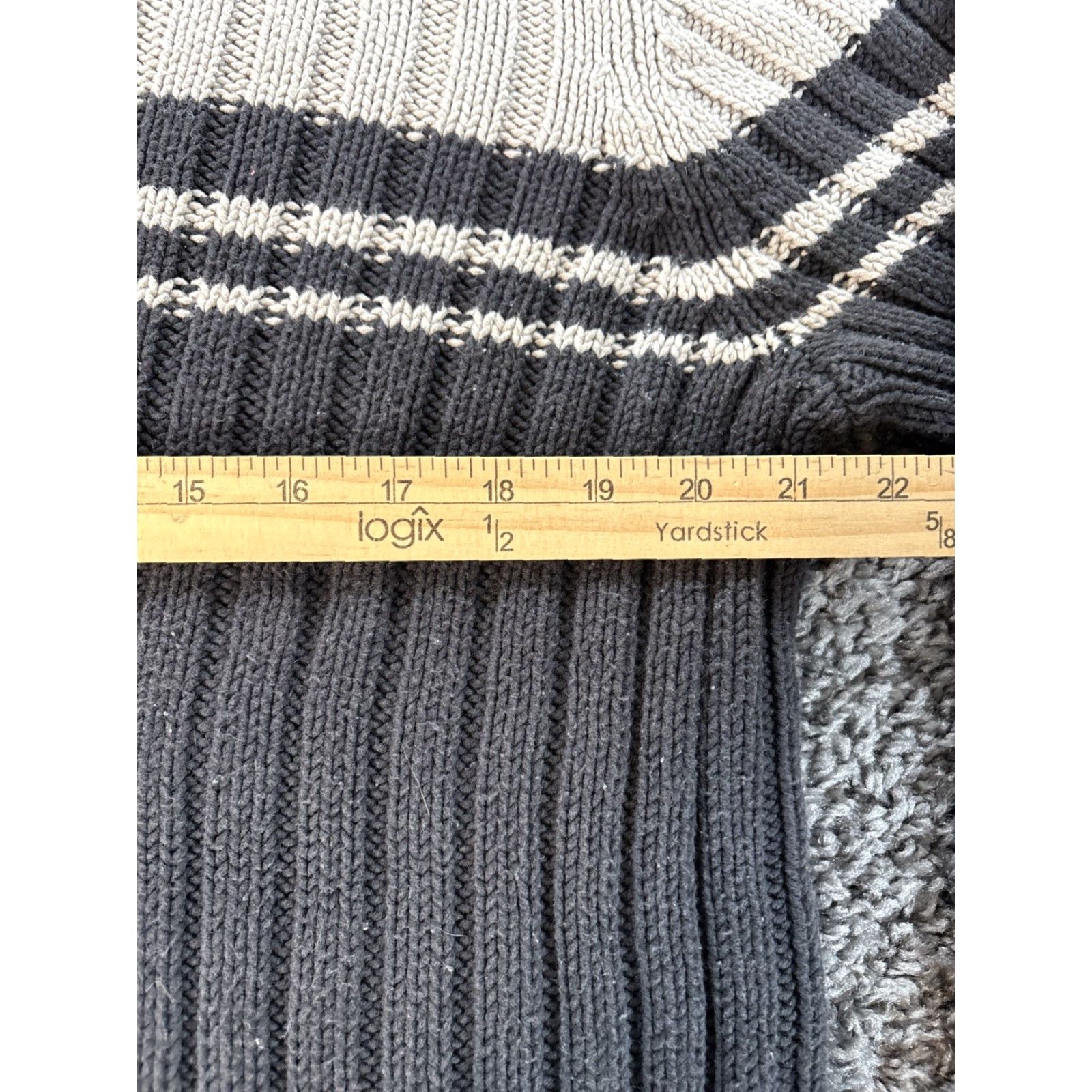 Old Navy VINTAGE Old Navy Stripe Knit Sweater Mens L Black 90s Crew Neck Fisherman Ribbed Pullover Size US L / EU 52-54 / 3 - 3 Thumbnail