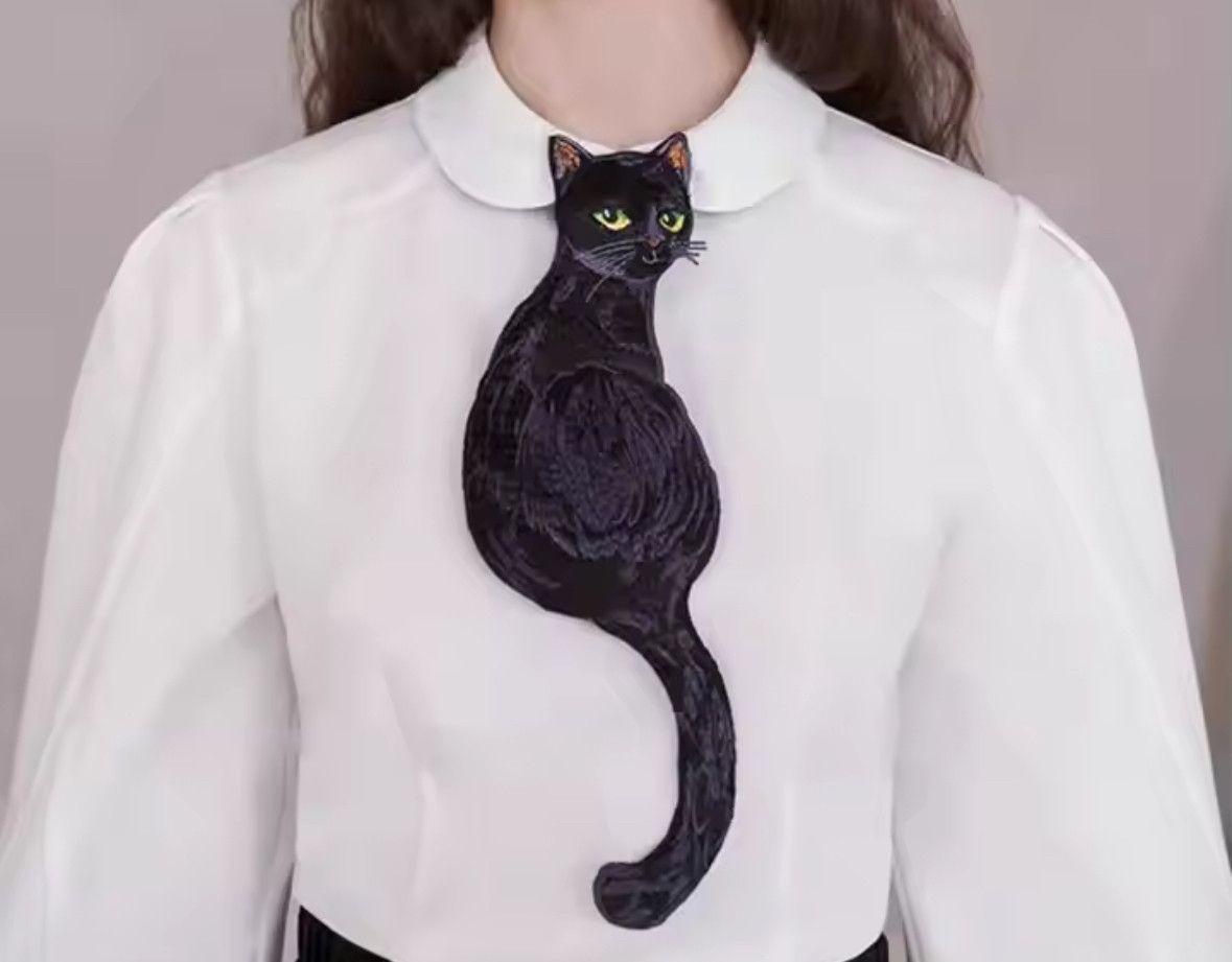 Other Bohemian French Retro Y2K Vintage Gothic Black Cat Tie Size ONE SIZE - 4 Thumbnail