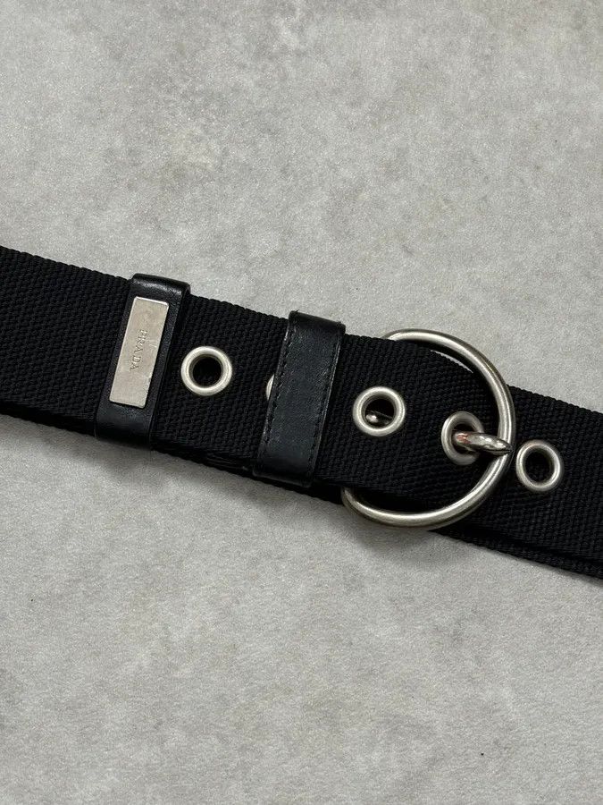 Prada 2000s Prada Black Fabric Steel Hardware Belt Size ONE SIZE - 4 Thumbnail