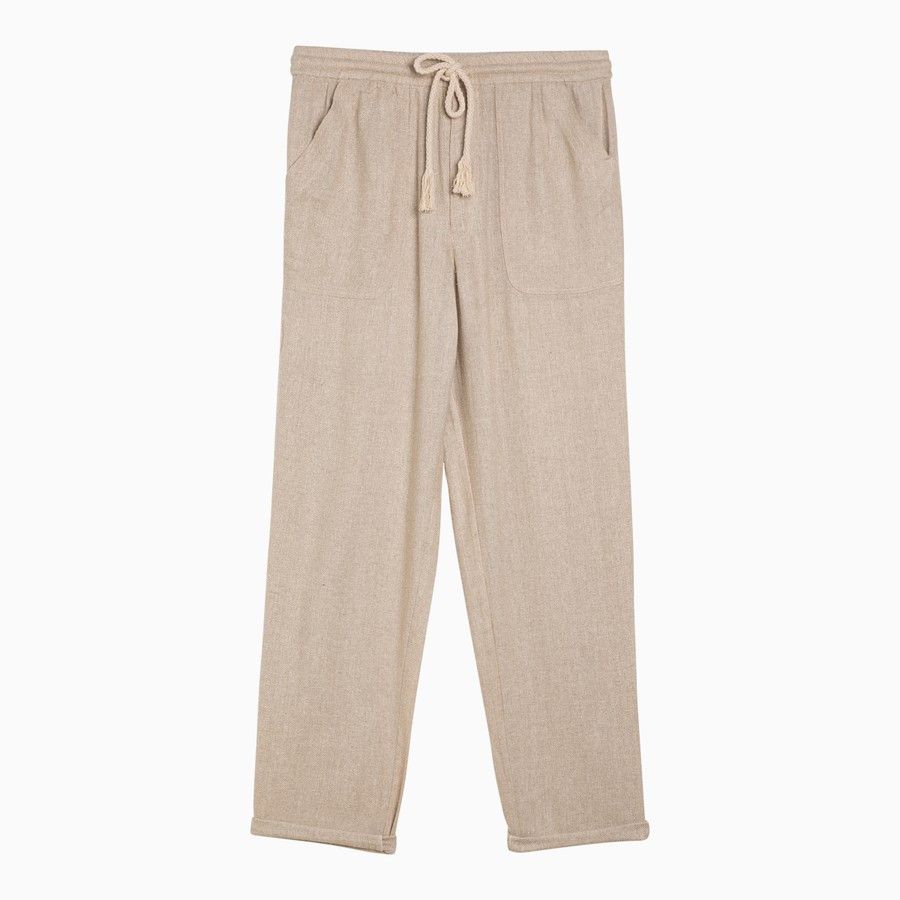 Isabel Marant Etoile o1d2blof0824 Silk Drawstring Trousers in Beige Size 27" / US 4 / IT 40 - 1 Thumbnail