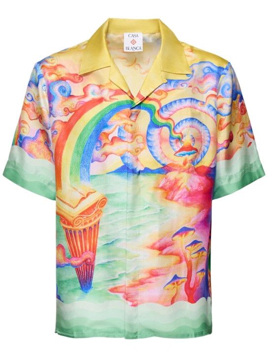 o1lsvrm0425 Short Sleeve Silk Shirt in Multicolor