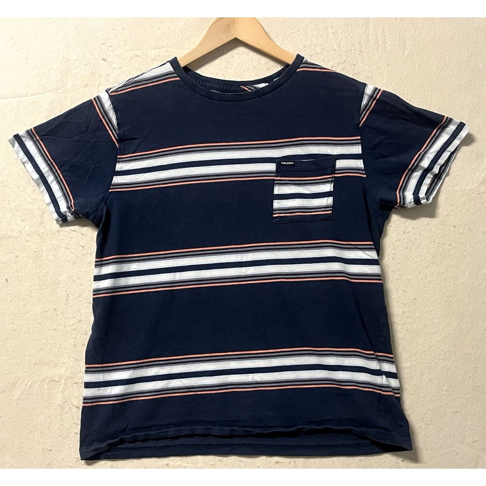 Volcom Volcom T-Shirt Men's Medium Blue Striped Crew Neck Cotton Blend Logo Modern Fit Skateboarding Thorne Regular All Seasons Size US M / EU 48-50 / 2 - 2 Thumbnail