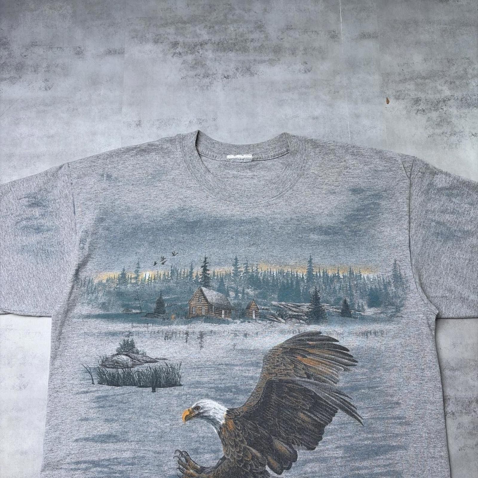 Other Vintage 90’s Grey Double Sided Eagle Nature AOP T-Shirt Size US M / EU 48-50 / 2 - 3 Thumbnail