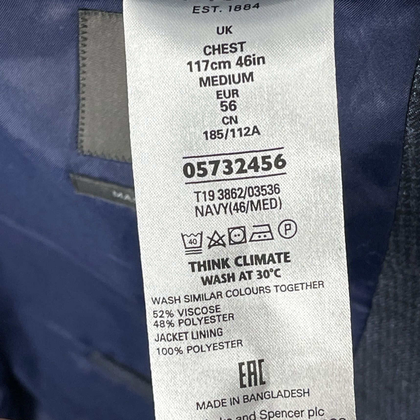 Marks & Spencer Marks & Spencer Jacket Black Blue Check Easy Care Sports Blazer Size 48 Size 48R - 4 Thumbnail