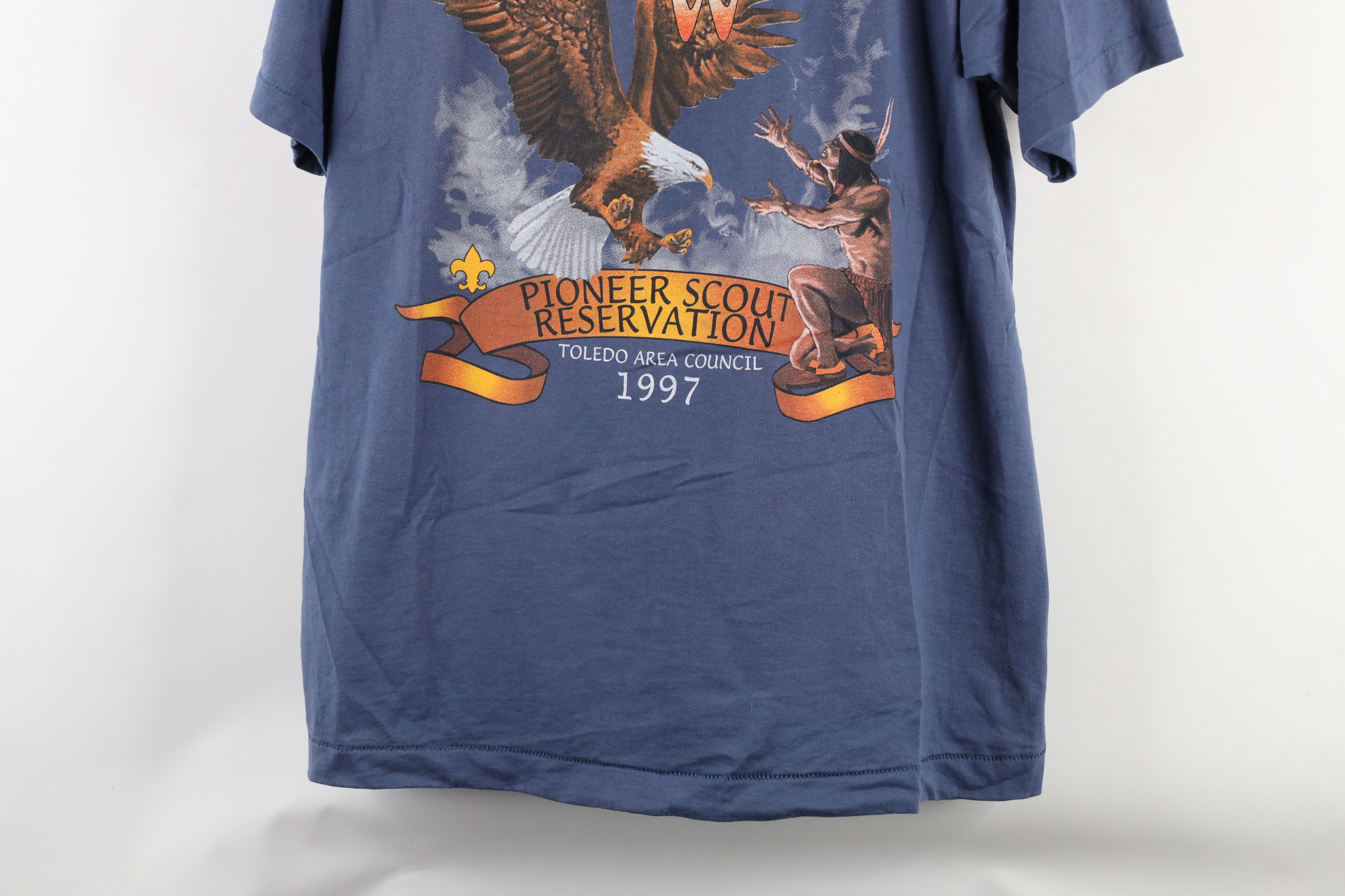 Vintage Vintage 90s On Eagles Wings Scout Reservation T-Shirt Size US XL / EU 56 / 4 - 3 Thumbnail