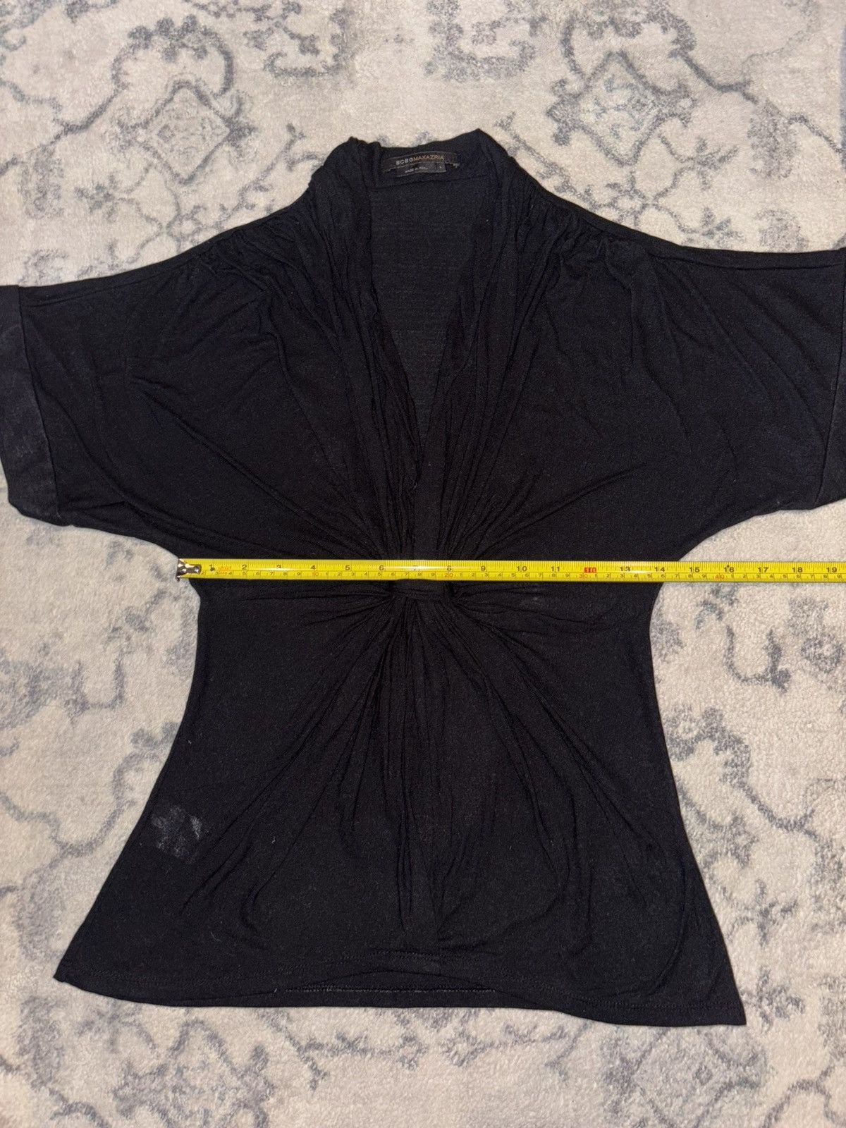 Bcbgmaxazria BCBGMaxazria Black Twist Knot Front Jersey Knit V-Neck Size M / US 6-8 / IT 42-44 - 4 Thumbnail