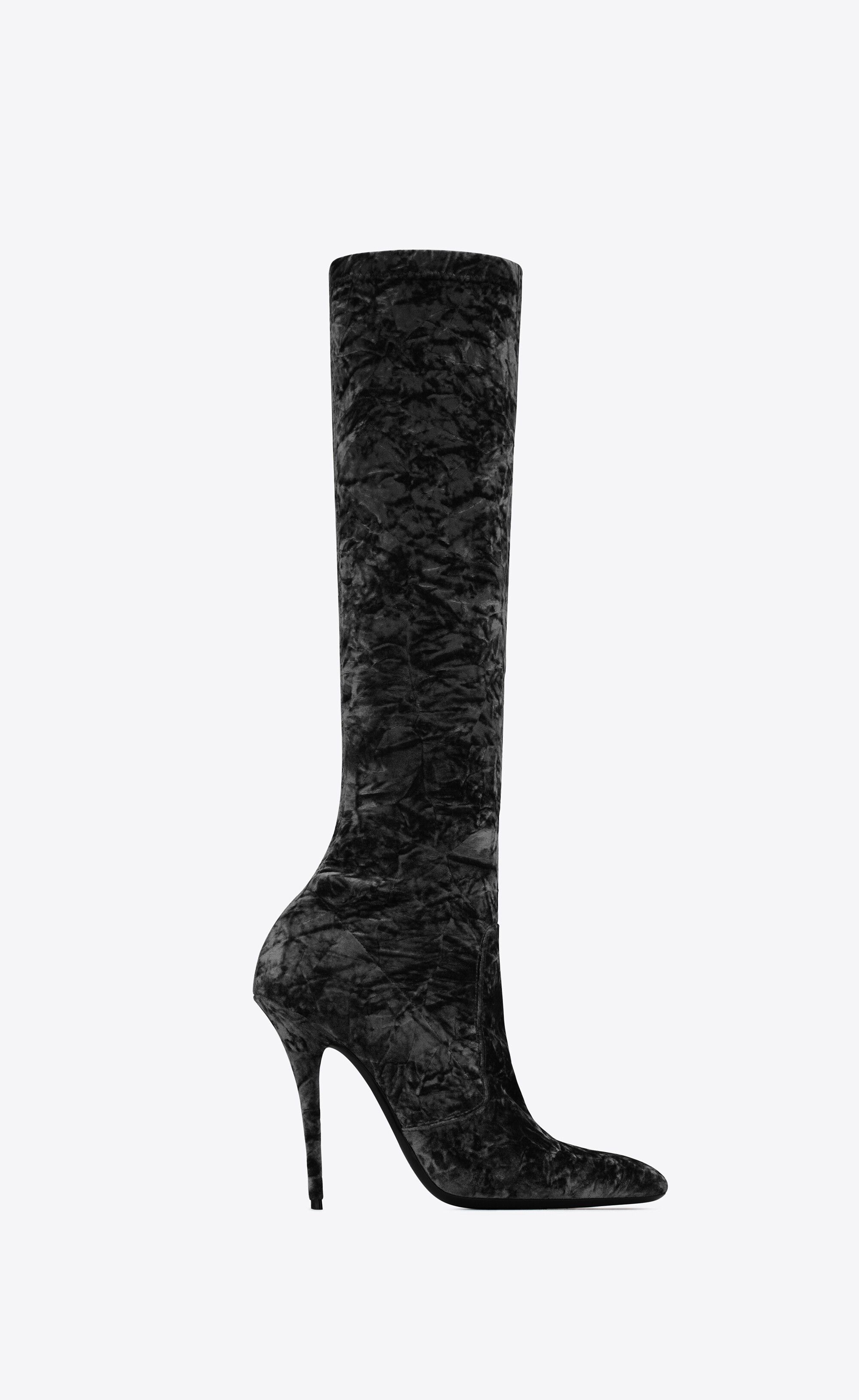Saint Laurent Paris o1s1wg111024 Talia Boots in Velvet in Black Size US 6 / IT 36 - 1 Thumbnail