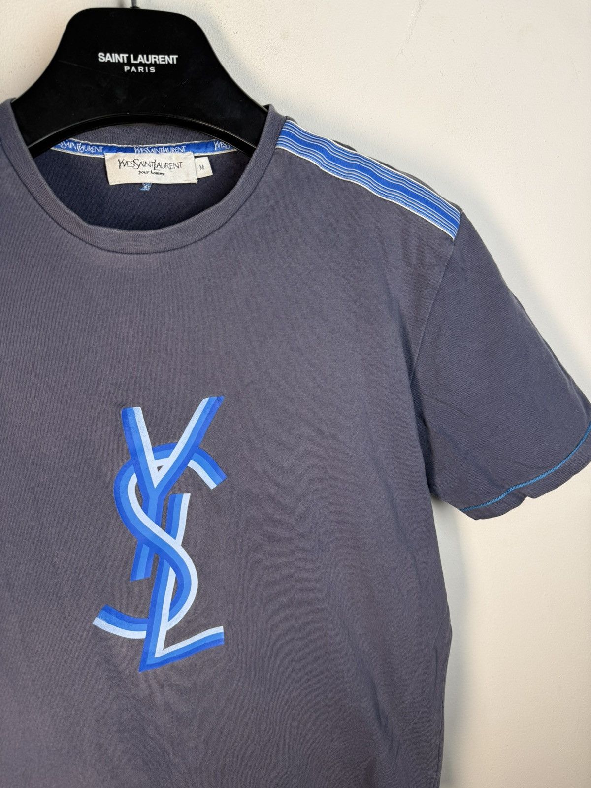 Yves Saint Laurent Blue YSL T-shirt Big Logo Vintage Yves Saint Laurent Shirt Size US S / EU 44-46 / 1 - 4 Thumbnail