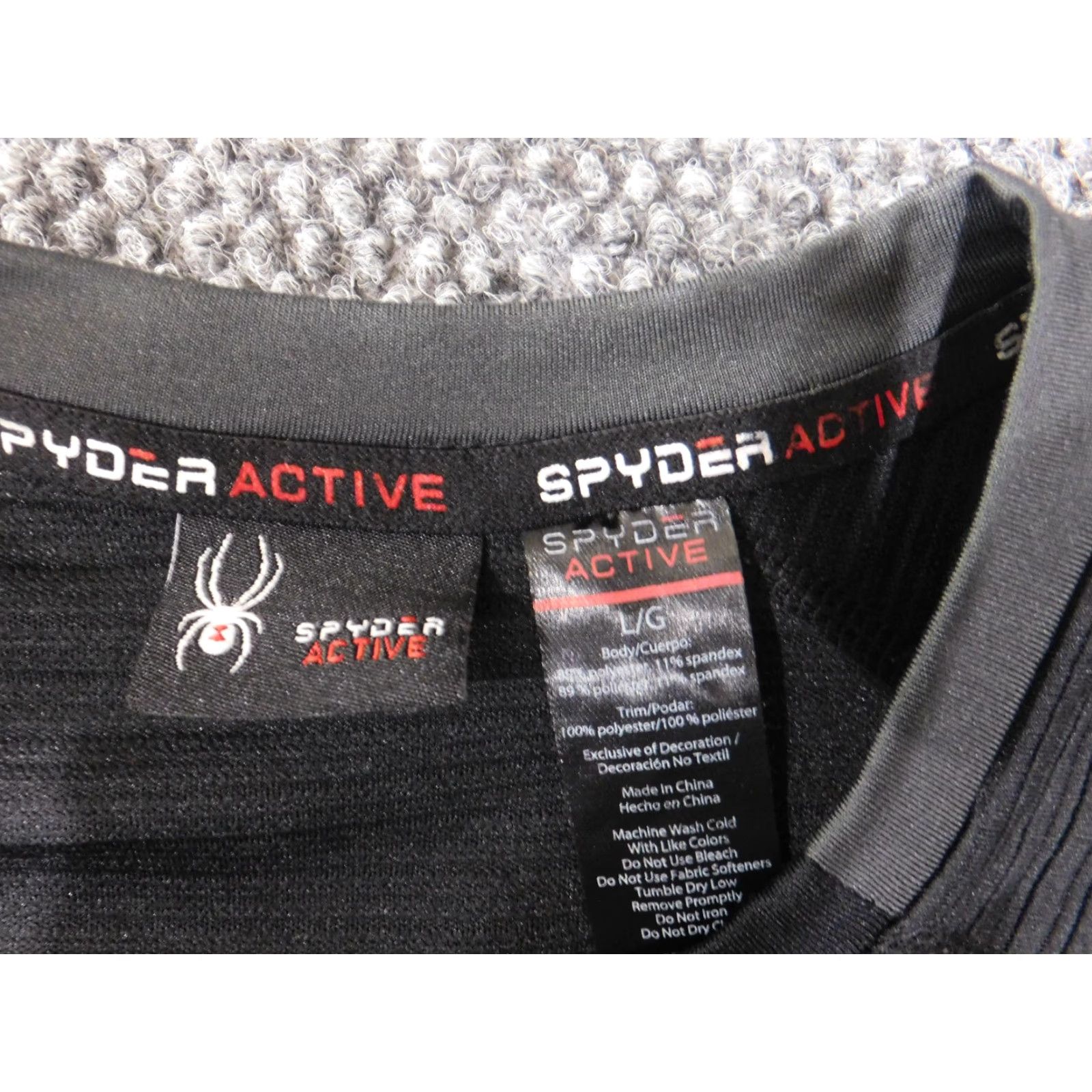 Spyder Spyder Shirt Mens Large Active Black Performance Stretch Logo Extreem T-Shirt Long Sleeve Round Neck Button-Down Knit Polyester Regular Mens Size US L / EU 52-54 / 3 - 6 Thumbnail