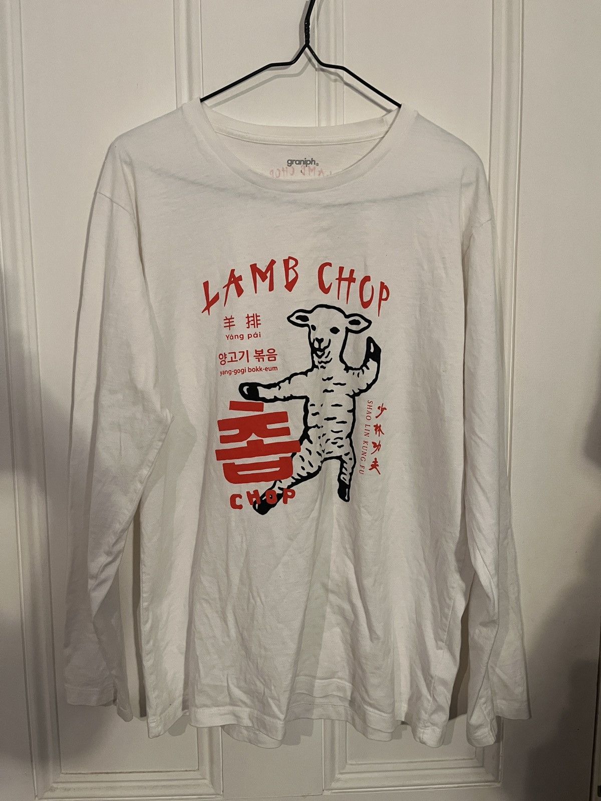 Vintage Graniph Lamb Chop White Long Sleeve Tee Size US M / EU 48-50 / 2 - 1 Thumbnail