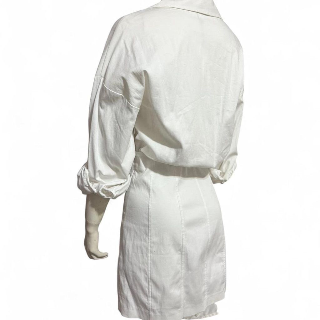 Zara NWT White Zara long sleeve shirt dress one piece dress Size S / US 4 / IT 40 - 3 Thumbnail