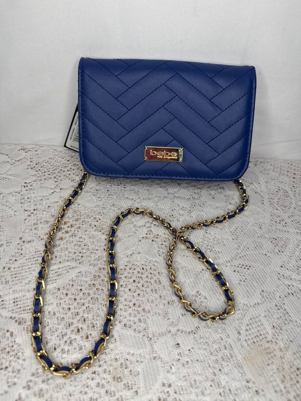 Bebe NWT Bebe Sophia blue quilted crossbody with chain strap Size ONE SIZE - 3 Thumbnail