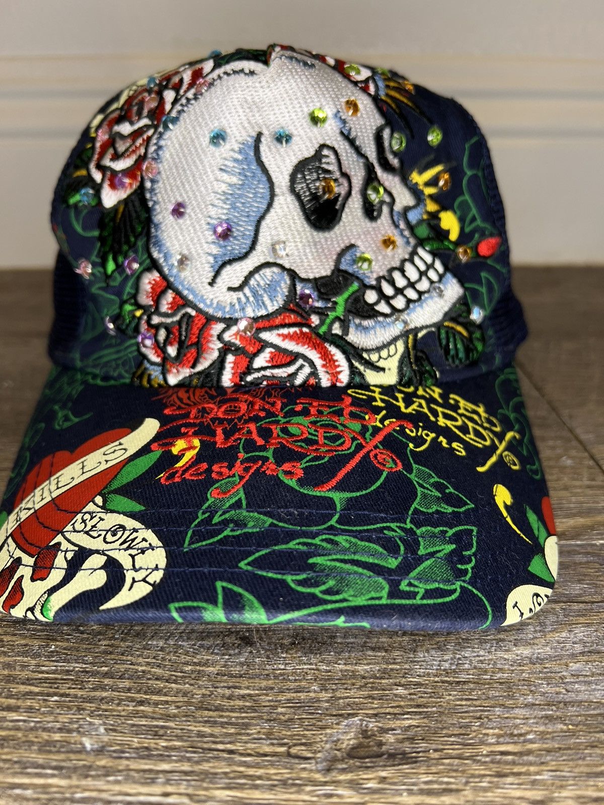 Rare Vintage ED HARDY by CHRISTIAN AUDIGIER Koi Fish TRUCKER outlets CAP Felt (READ DES)