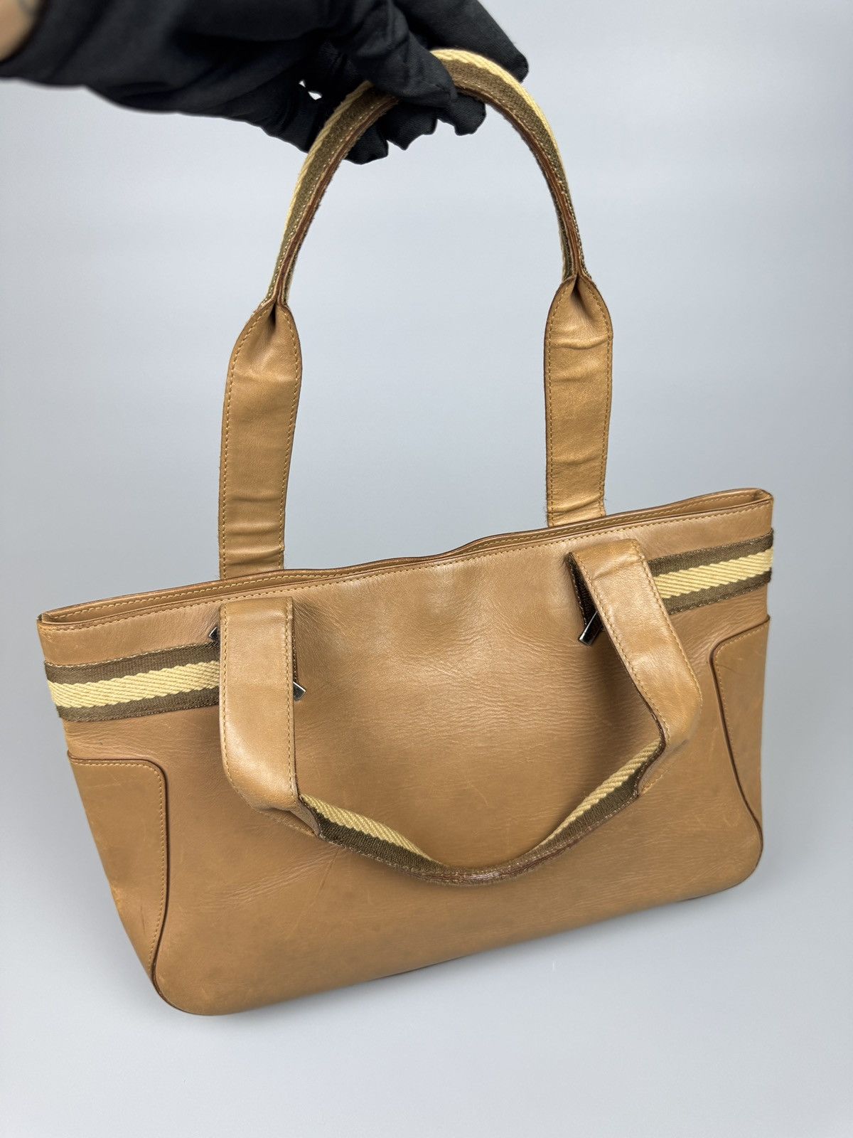 Gucci Gucci - Vintage Sherry Line Leather Beige Hand Bag Size ONE SIZE - 7 Thumbnail