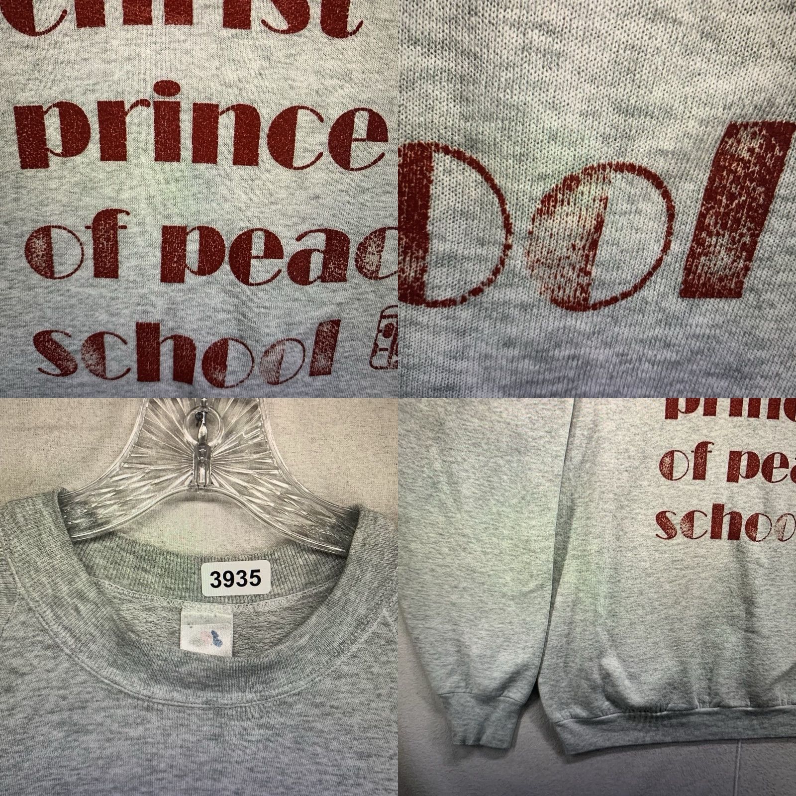 Fruit Of The Loom VINTAGE 90s Sweatshirt Adult Medium Christ Prince Of Peace School Retro Obscure Size US M / EU 48-50 / 2 - 8 Thumbnail