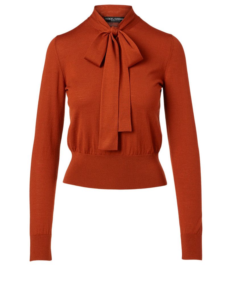 Dolce & Gabbana o1y0925 Bow Collar Sweater in Rust Size XS / US 0-2 / IT 36-38 - 1 Thumbnail