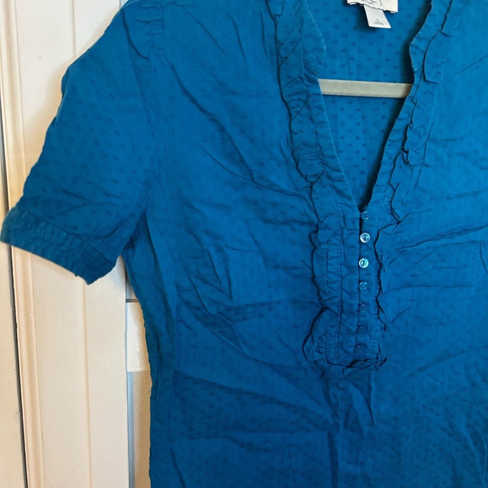 Loft Loft Blue Swiss Dot Y2K Blouse Size S / US 4 / IT 40 - 5 Thumbnail