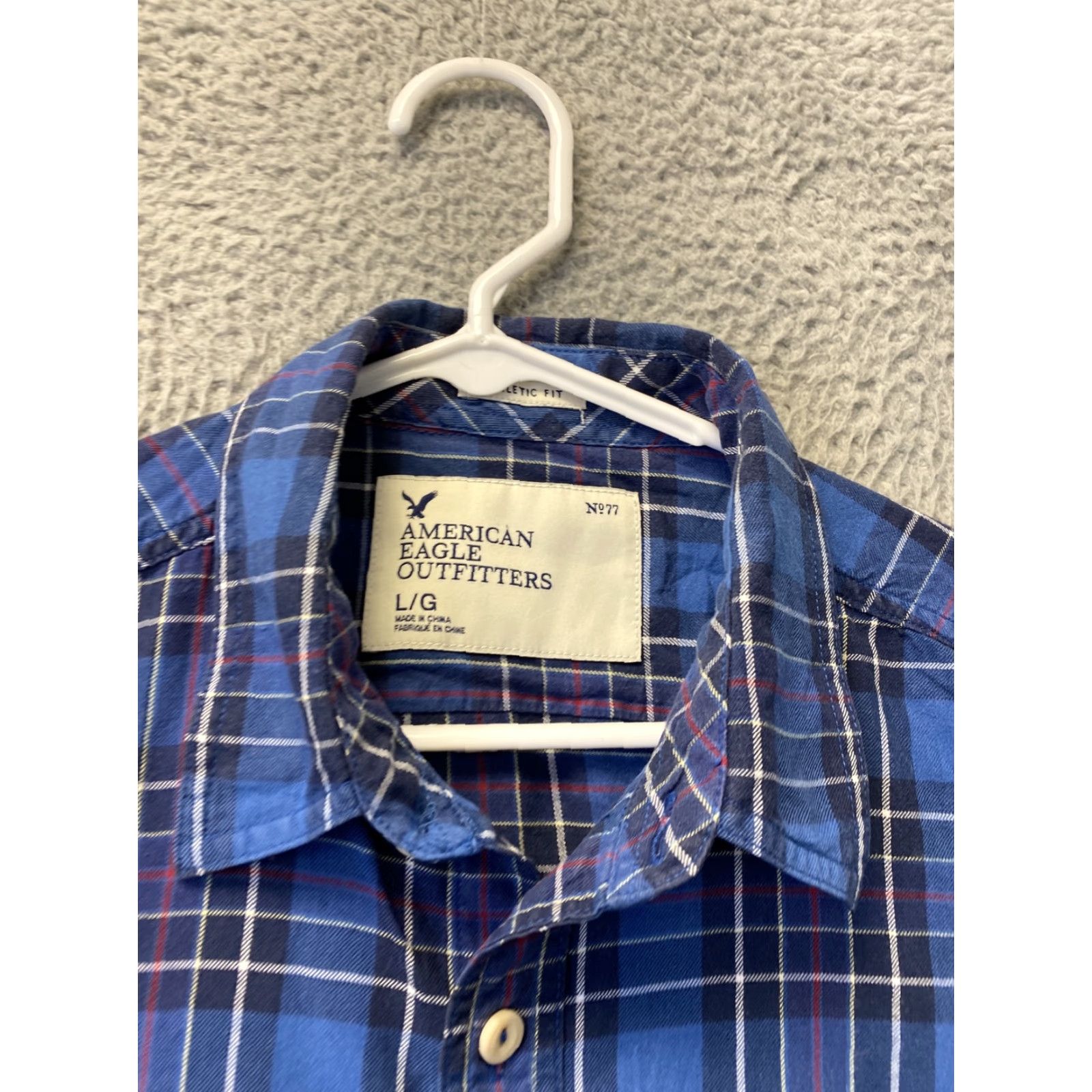 American Eagle Outfitters American Eagle Outfitters Button-Up Shirt Men's L Long Sleeve Blue Plaid Logo Shirt Size US L / EU 52-54 / 3 - 4 Thumbnail