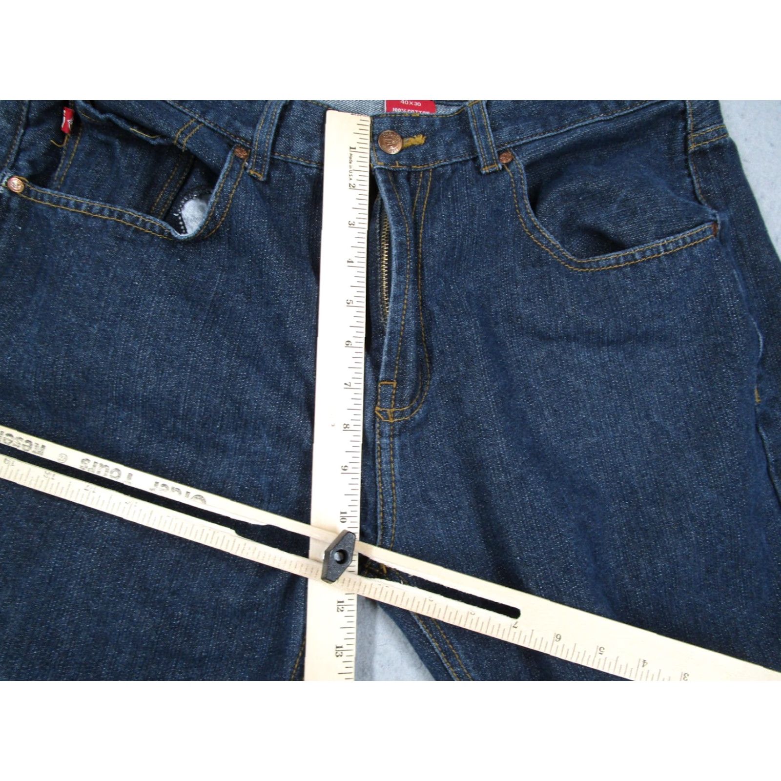 Denime Lowrider Jeans Mens 40x30 Blue Denim Relaxed Fit Straight Leg Cotton Size US 40 / EU 56 - 4 Thumbnail