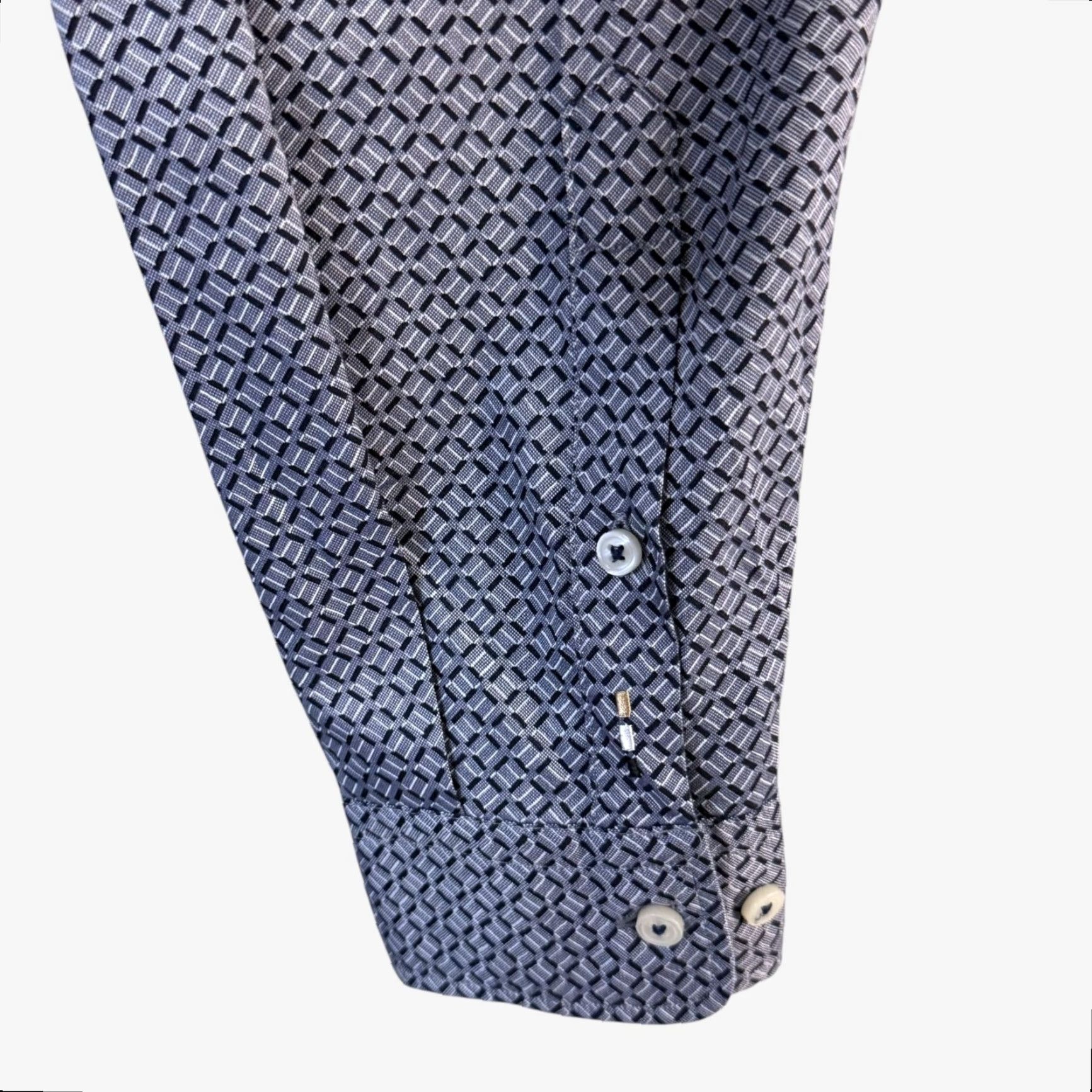 Hugo Boss HUGO BOSS Dress Shirt Liam Regular Fit Geometric Button-Up Lyocell Blue 2XL Mens Size 48R - 5 Thumbnail