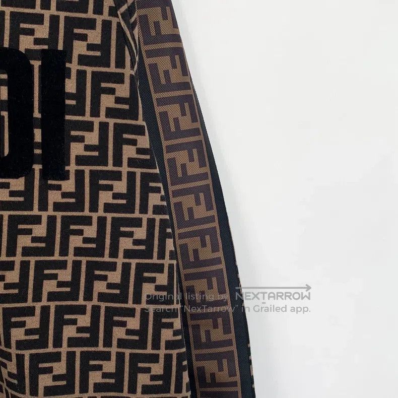 Fendi Fendi Black and Brown Logo Letter Full Print Cotton Crewne Size S / US 4 / IT 40 - 5 Thumbnail