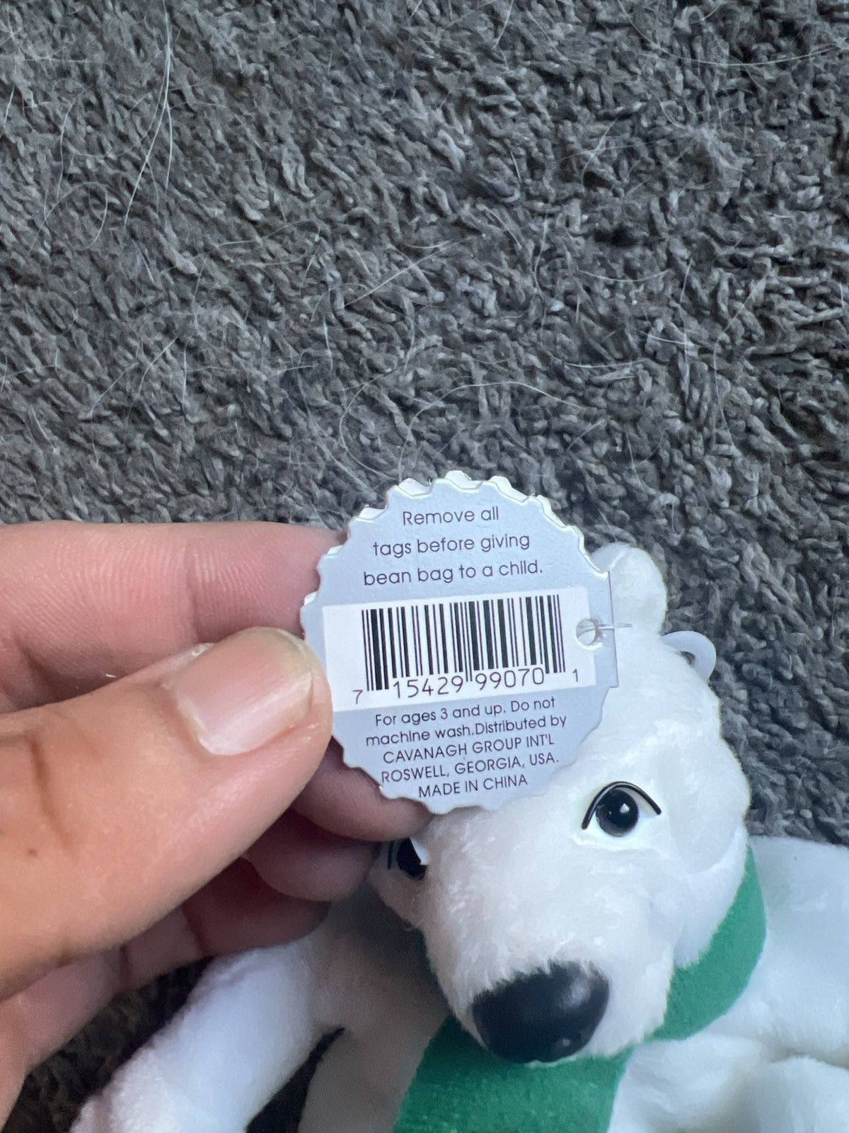 Coca Cola 1999 Coca-Cola Polar Bear In Long Striped Cap Bean Bag Plush Size ONE SIZE - 5 Thumbnail