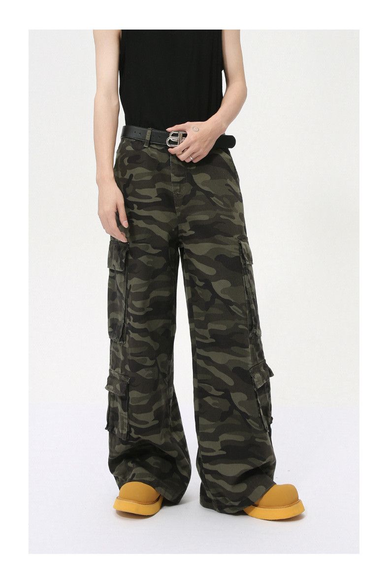 Japanese Brand × Jean Camouflage Multi-Pocket Wide-Leg Straight Washed Jeans Size US 32 / EU 48 - 2 Thumbnail