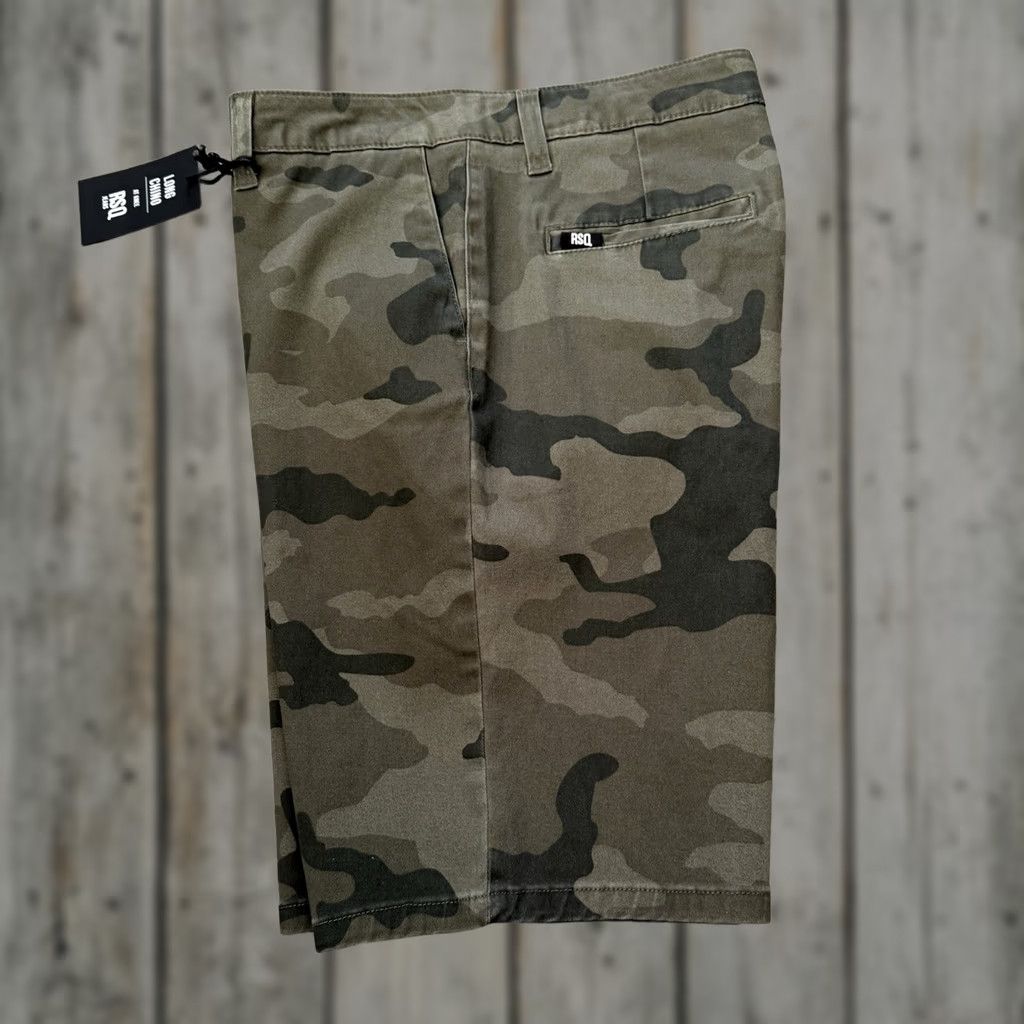 Rsq RSQ Jeans Shorts Mens 29 CAMO Chino Shorts 10in Inseam Stretch Cotton Elastane Dark Wash Pockets Casual Workwear Size US 29 - 1 Thumbnail