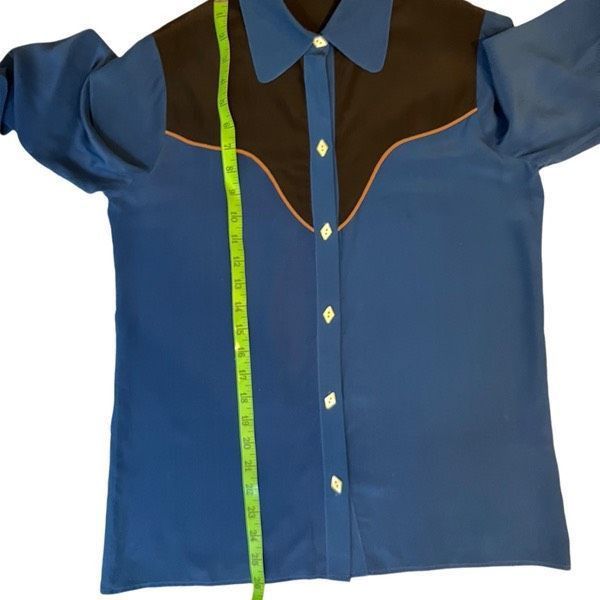 Vintage Vintage Lillie Rubin blue black 100% silk western blouse Size M / US 6-8 / IT 42-44 - 6 Thumbnail