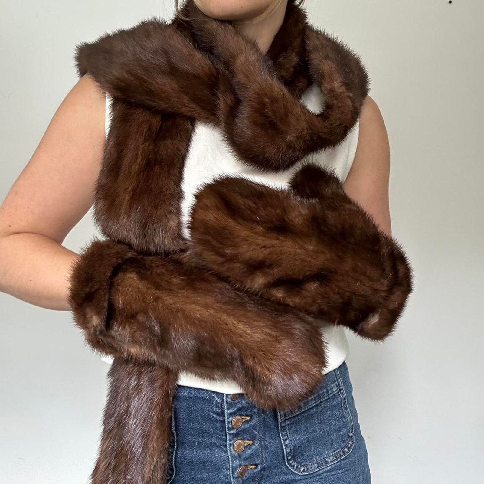 Other Vintage Genuine Fur Scarf and Mittens (one size) Size ONE SIZE - 2 Thumbnail