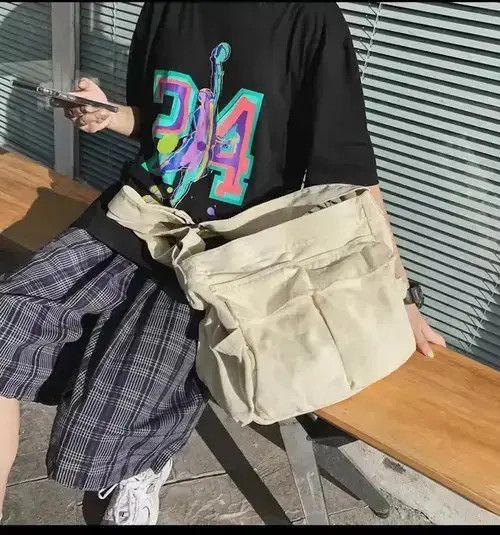 Hypebeast Casual Canvas messenger bag Size ONE SIZE - 4 Thumbnail