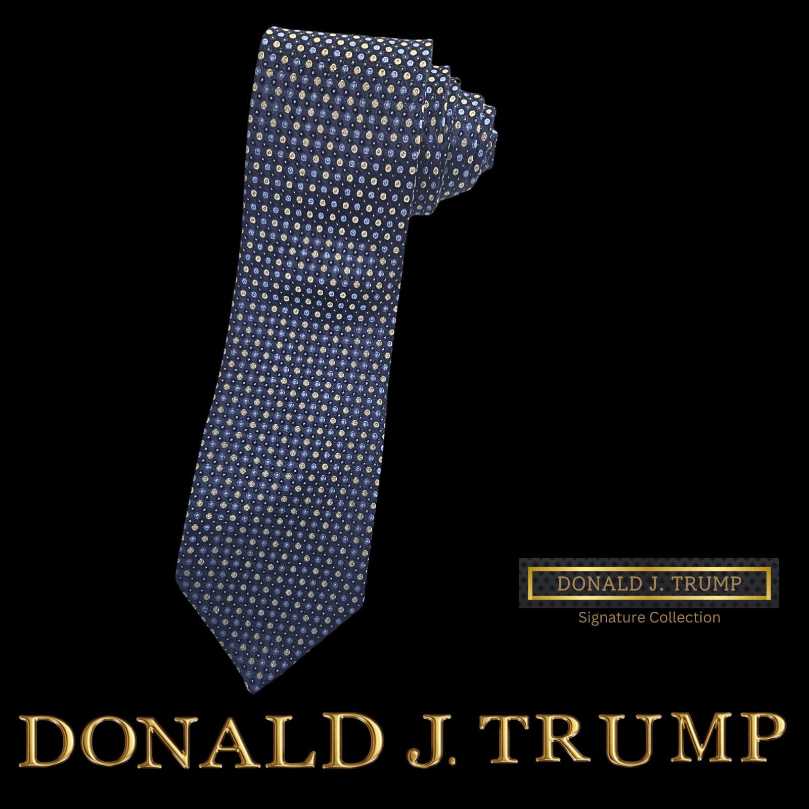 Designer NEW Donald J. Trump Necktie Navy Blue Yellow Silk Tie Box Size ONE SIZE - 1 Thumbnail
