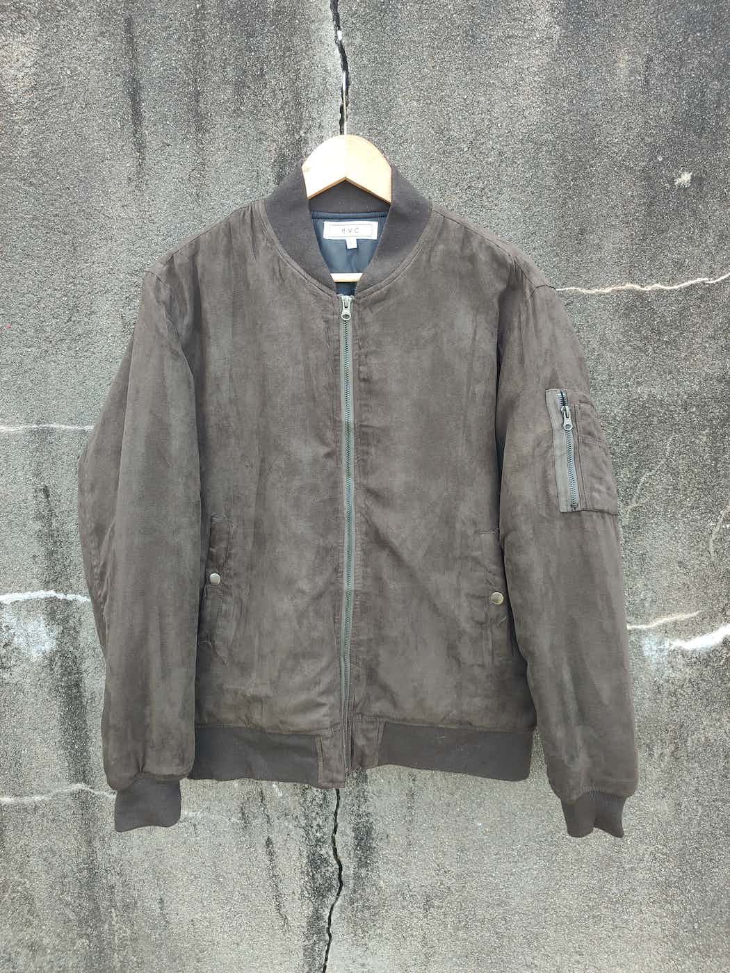 HVC Brown Faux Suede Bomber Jacket (L)